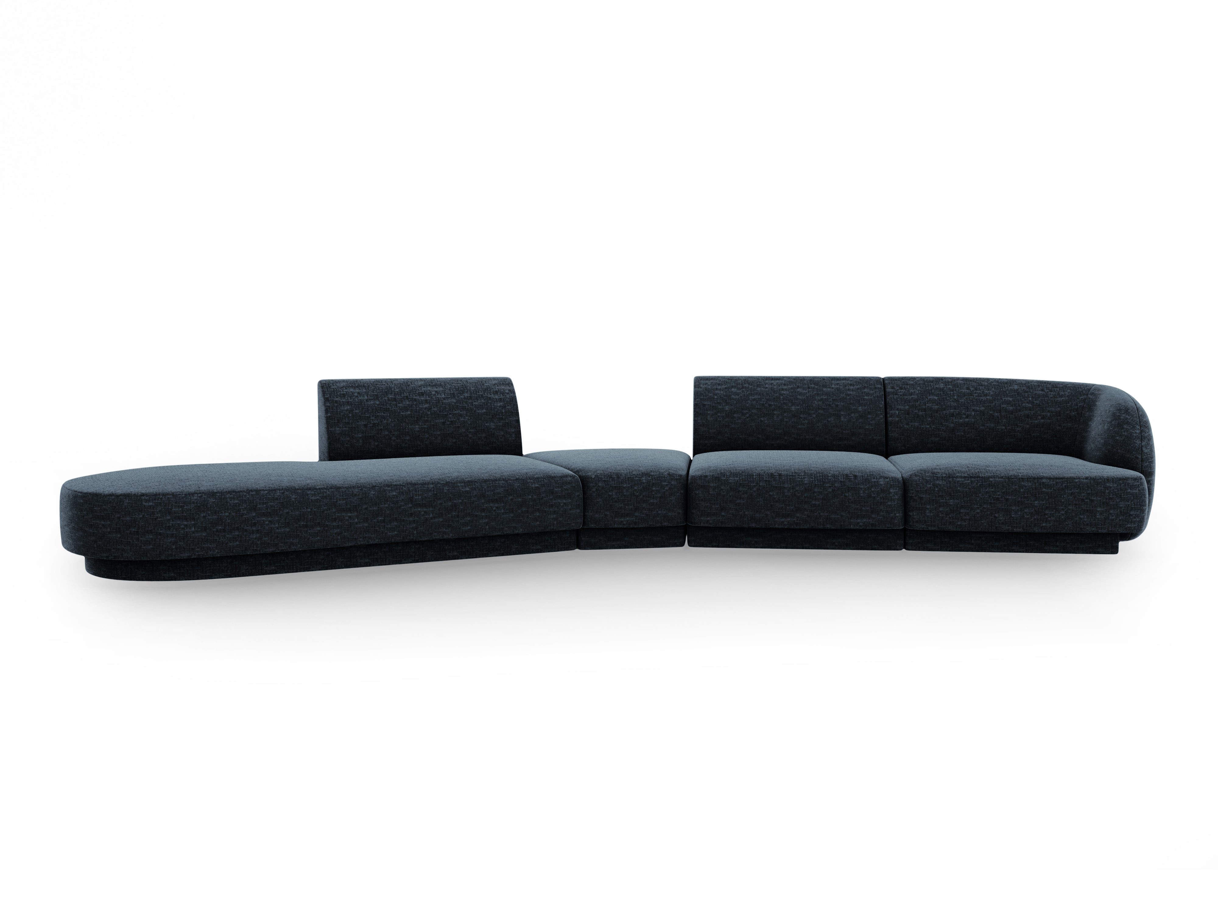 Modulares Ecksofa linksseitig für 7 Personen MILEY königsblau samtig