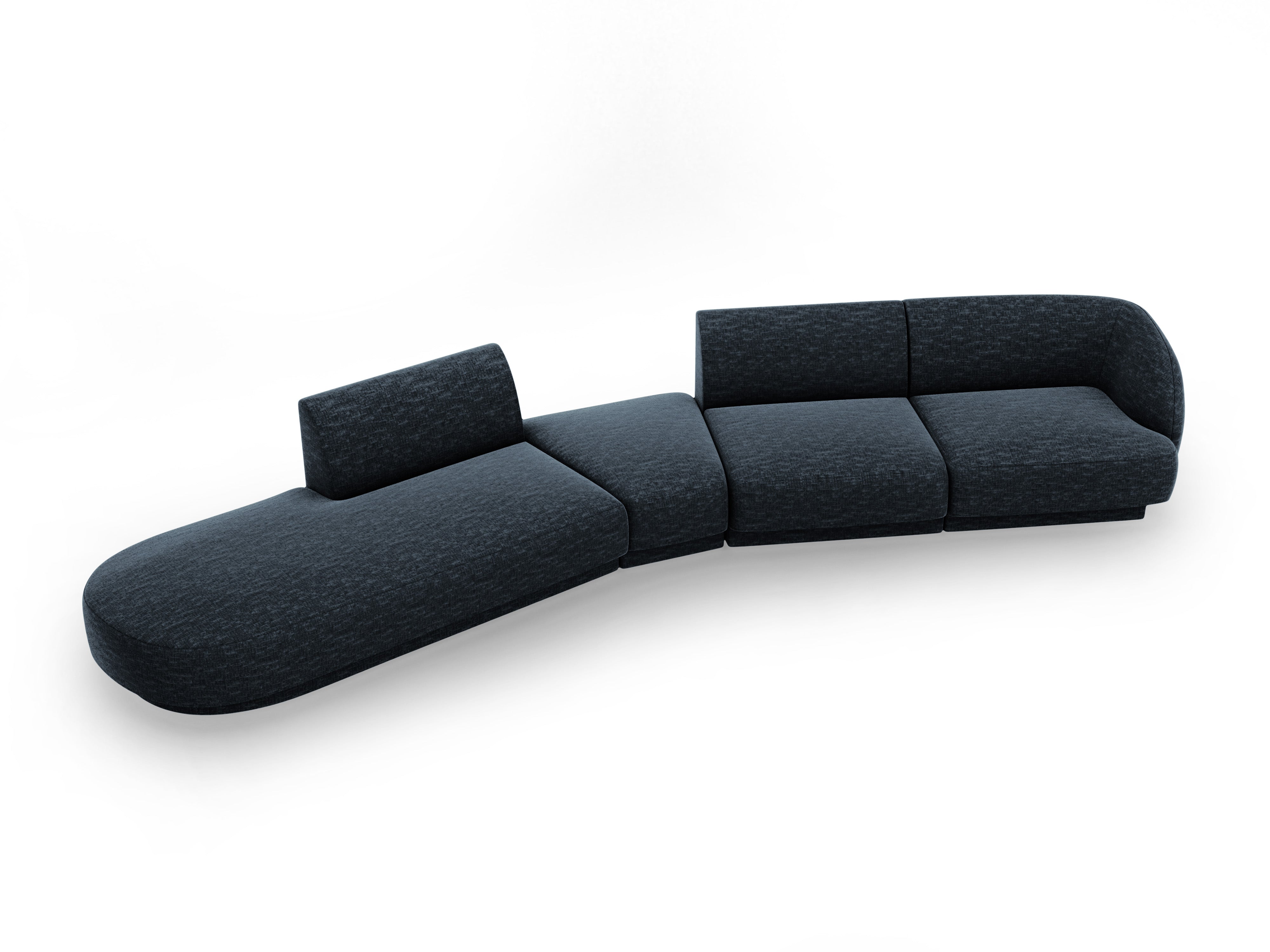 Modulares Ecksofa linksseitig für 7 Personen MILEY königsblau samtig