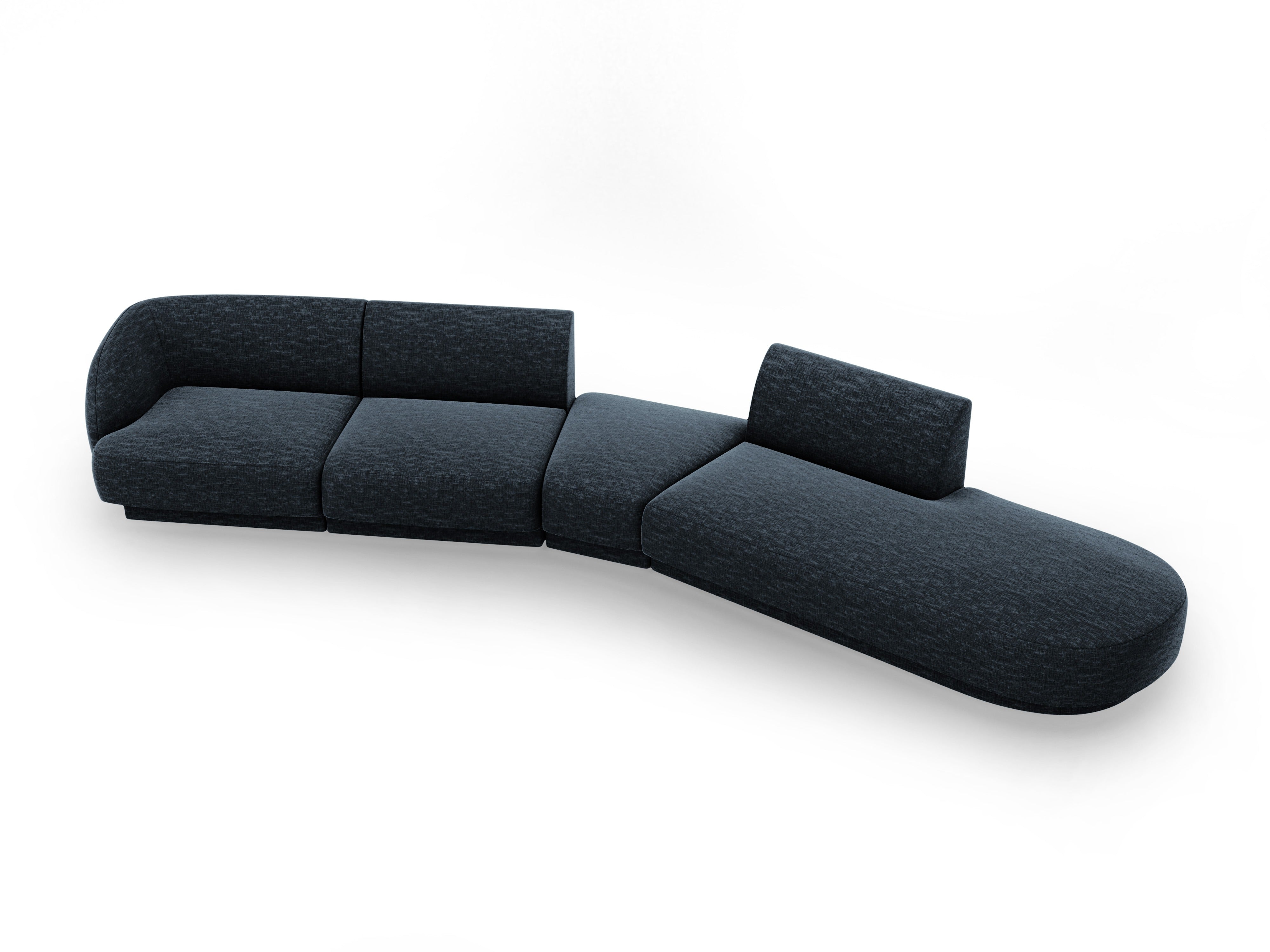 Modularer Ecksofa rechtsseitig für 7 Personen MILEY königsblau schimmernder Chenille
