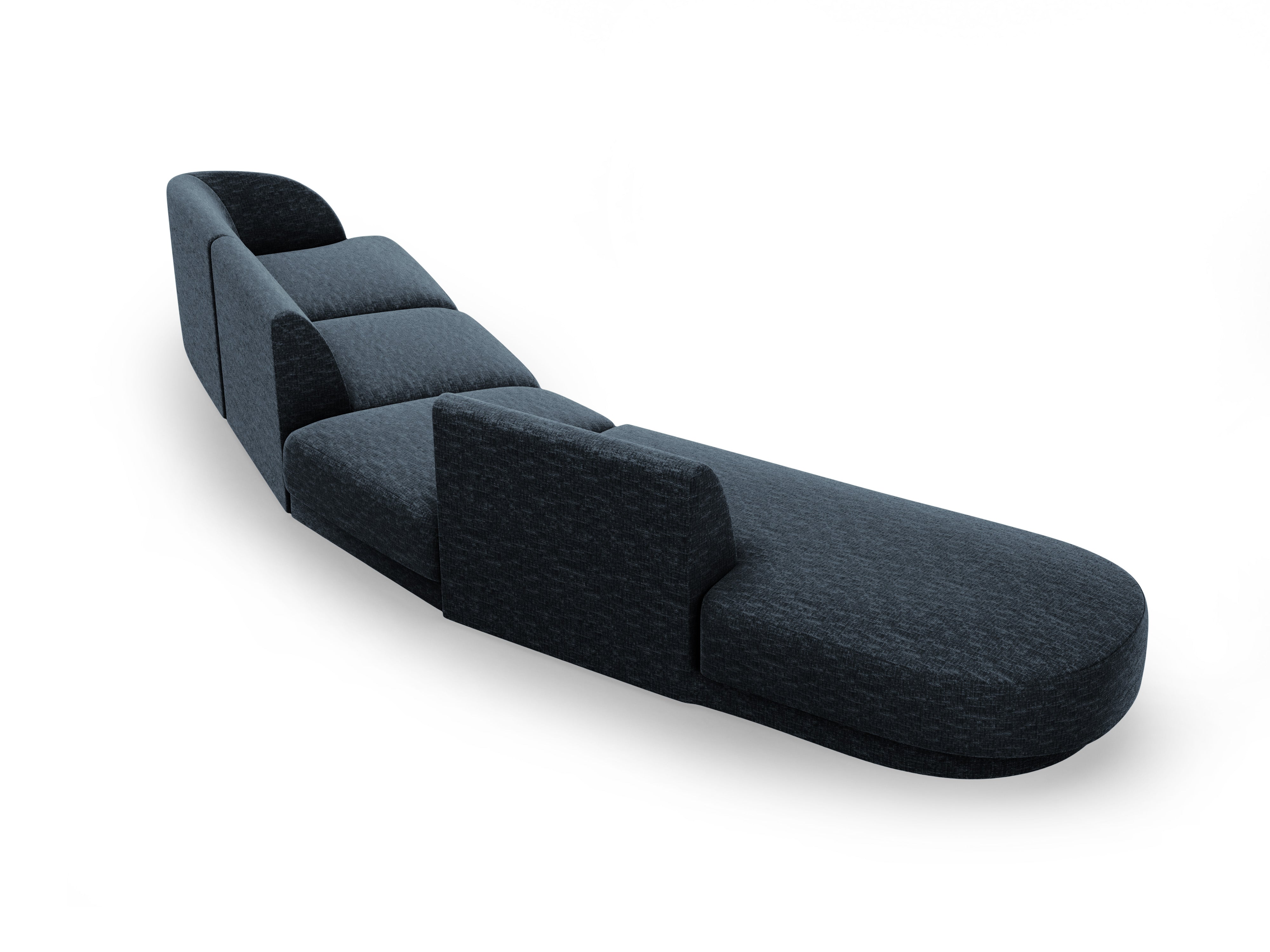 Modulares Ecksofa linksseitig für 7 Personen MILEY königsblau samtig