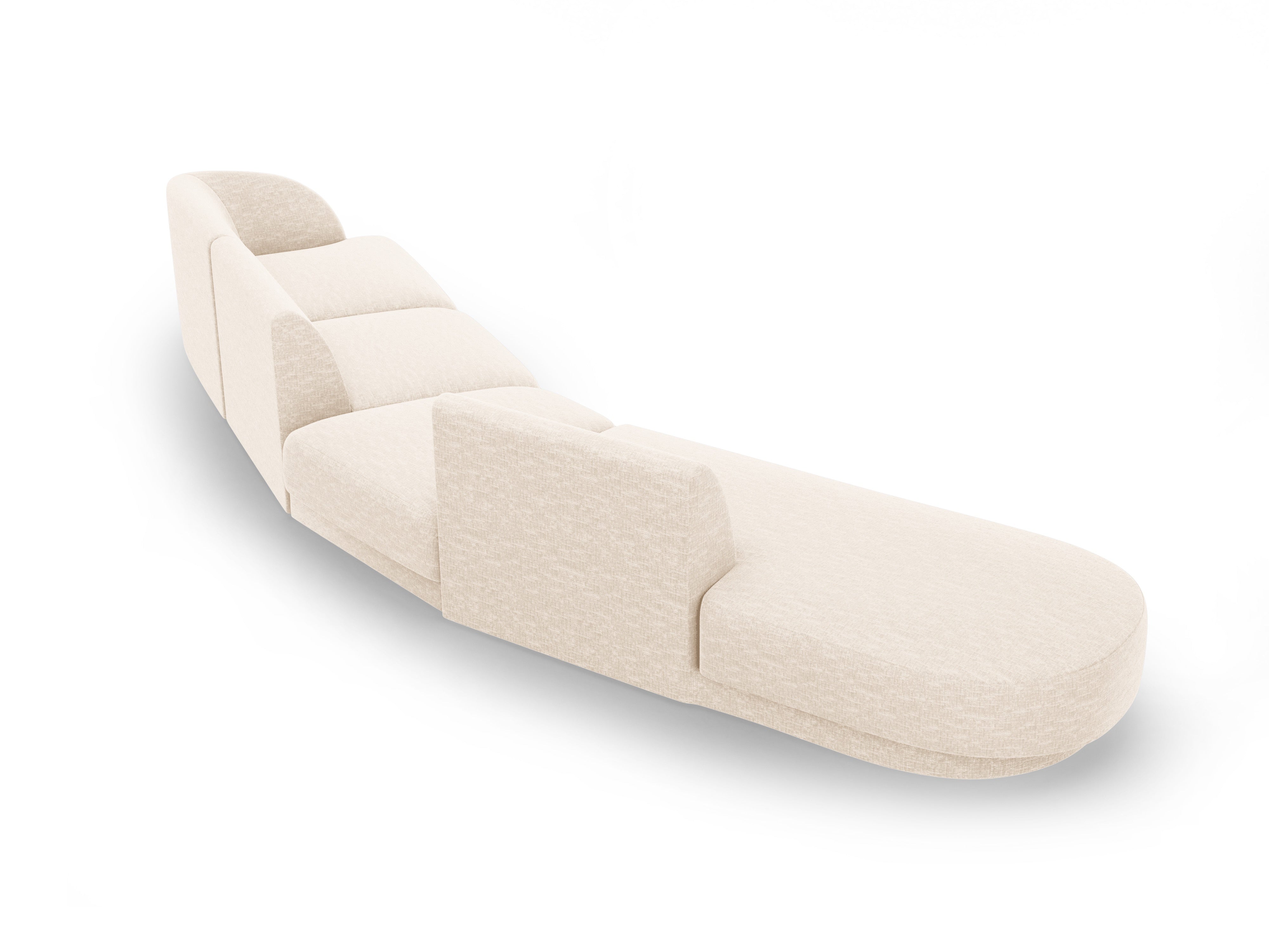 Modulares Ecksofa linksseitig für 7 Personen MILEY Elfenbein Chenille