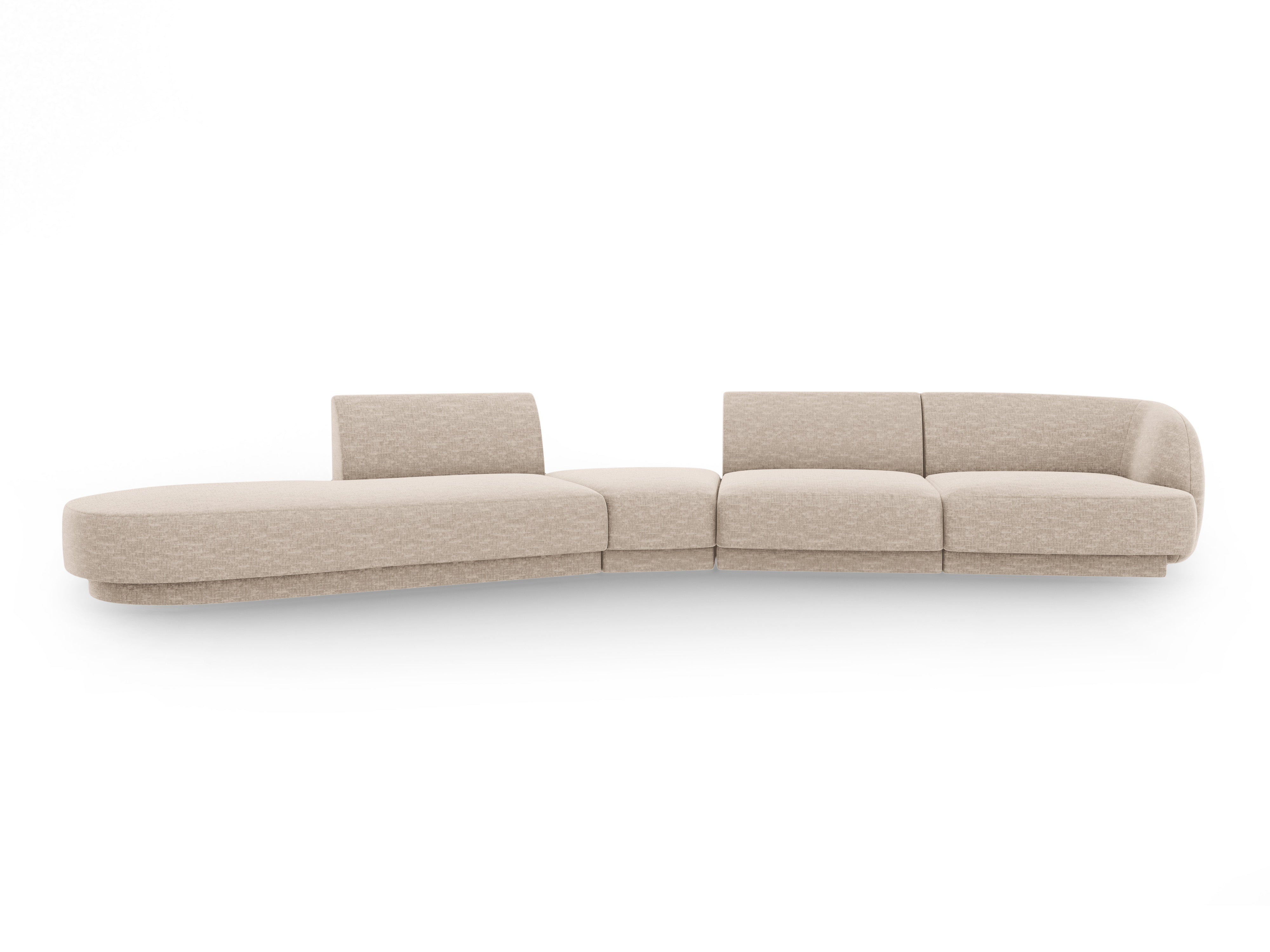 Left-facing modular corner sofa for 7 people MILEY beige chenille