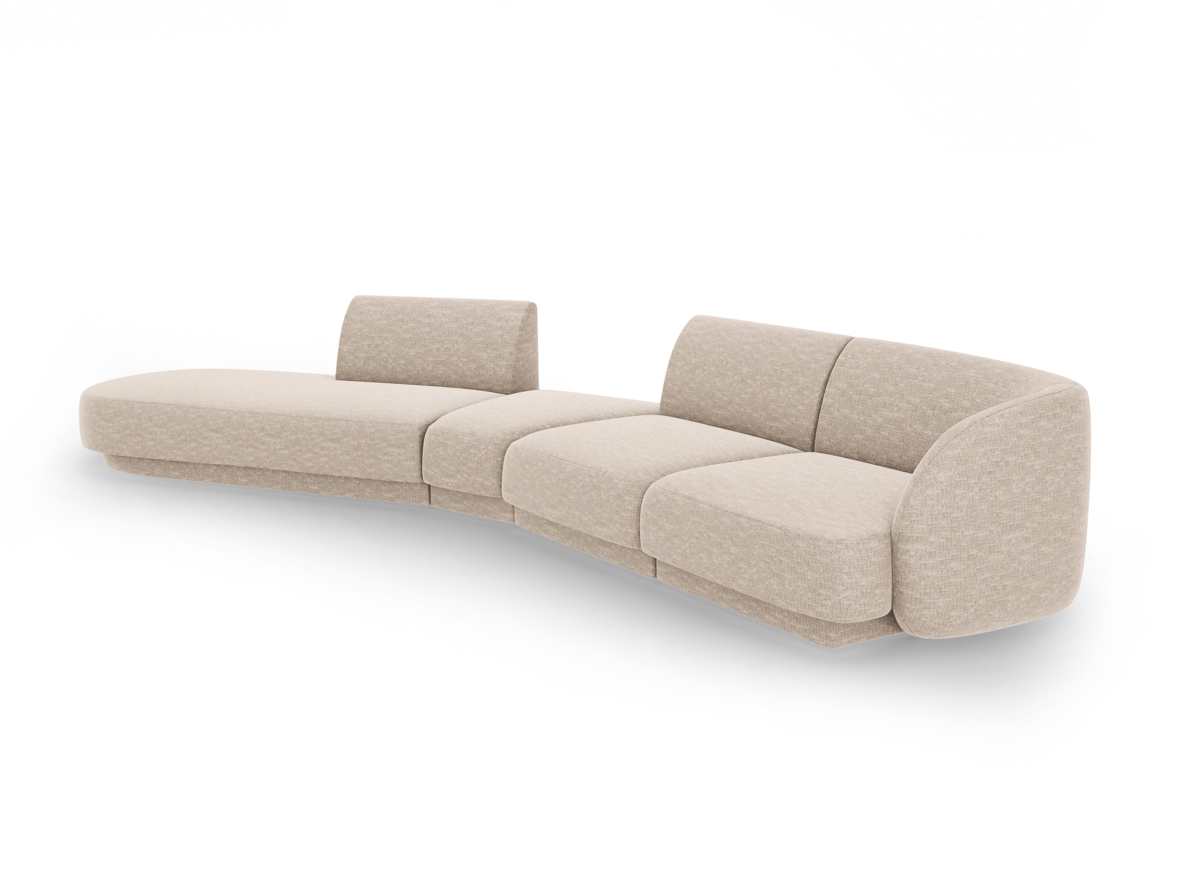 Left-facing modular corner sofa for 7 people MILEY beige chenille