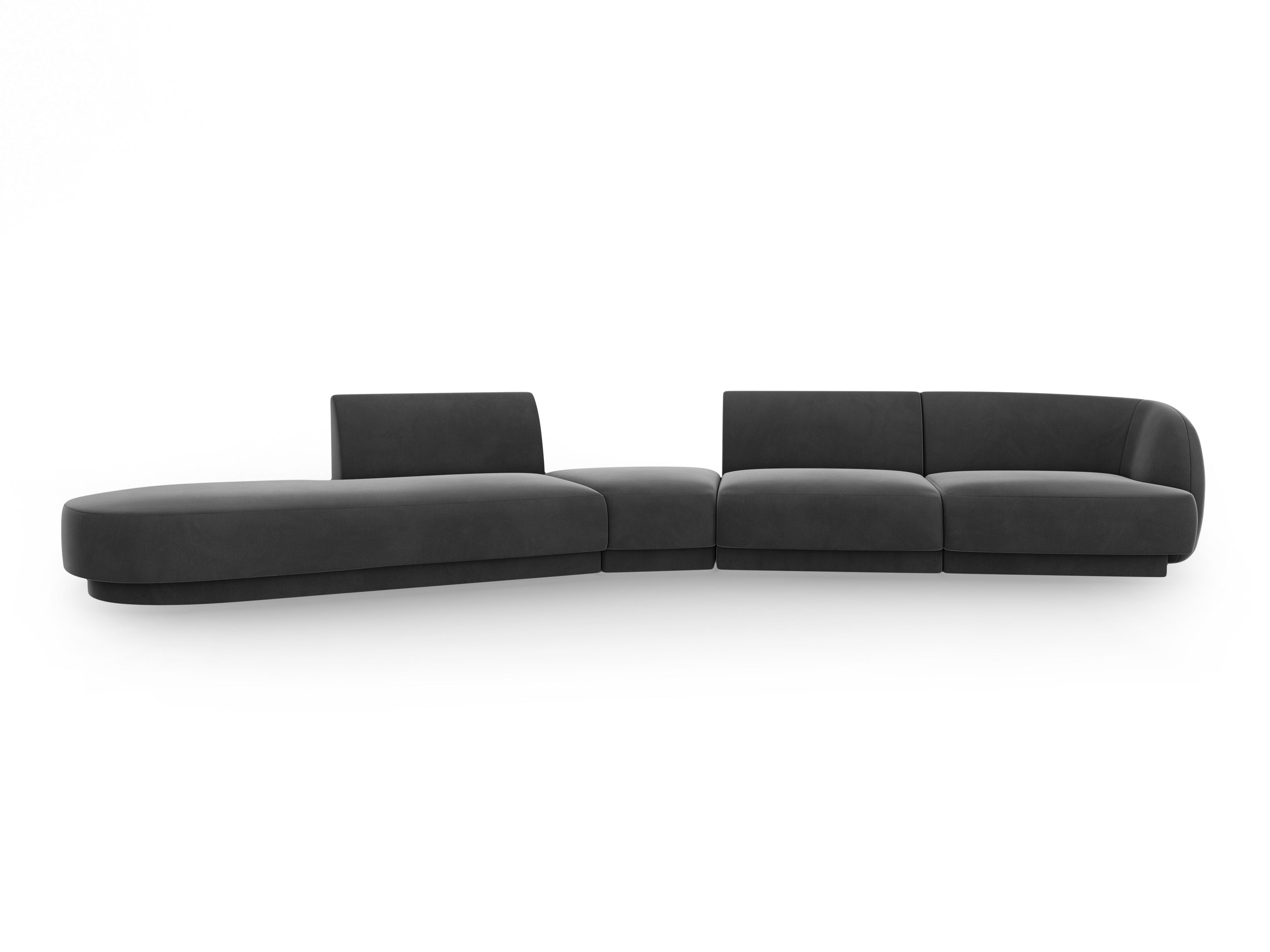 Modulares Samt-Ecksofa linksseitig für 7 Personen MILEY grau