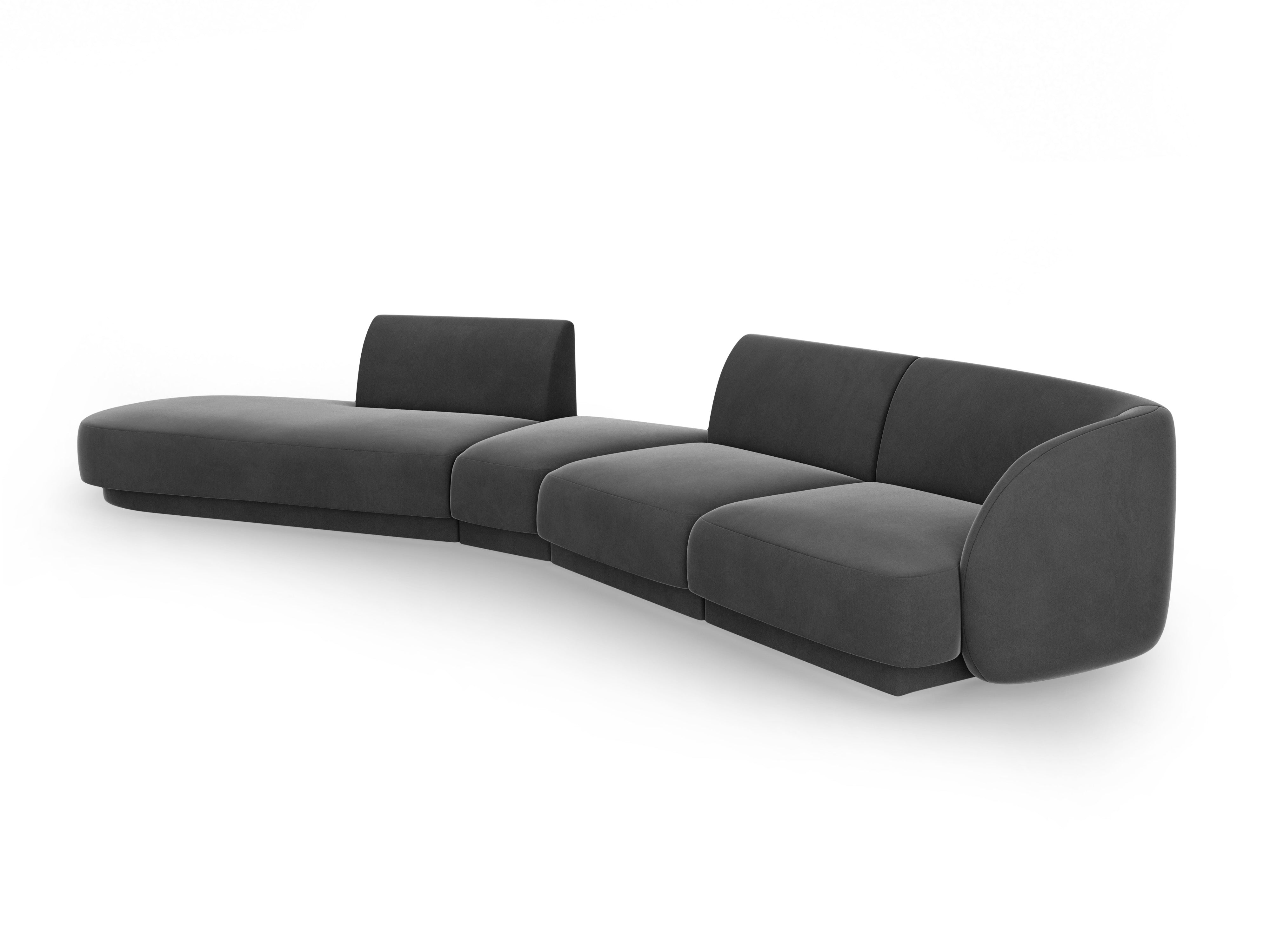 Modulares Samt-Ecksofa linksseitig für 7 Personen MILEY grau