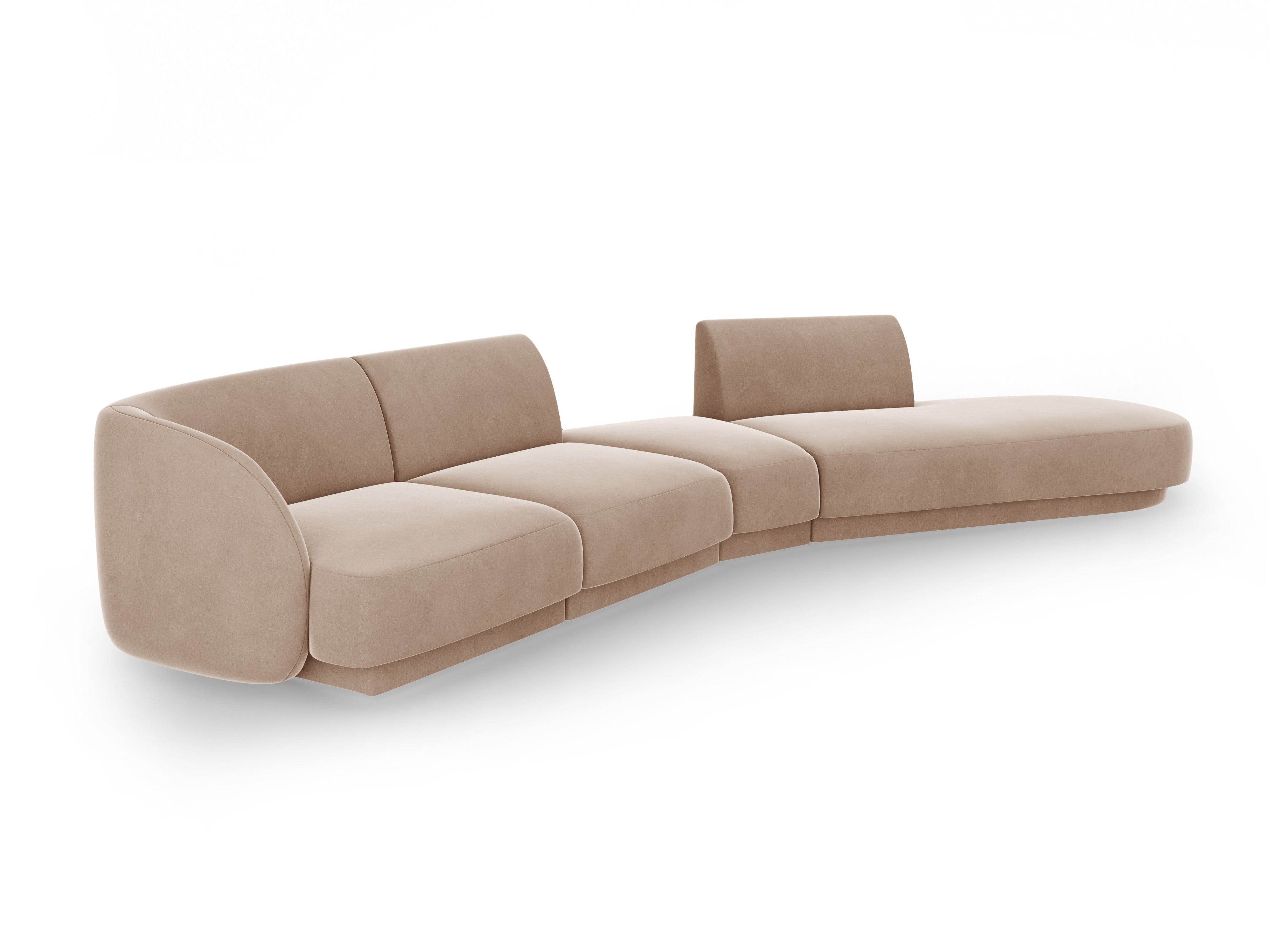 Modulares Samt-Ecksofa rechtsseitig für 7 Personen MILEY cappuccino