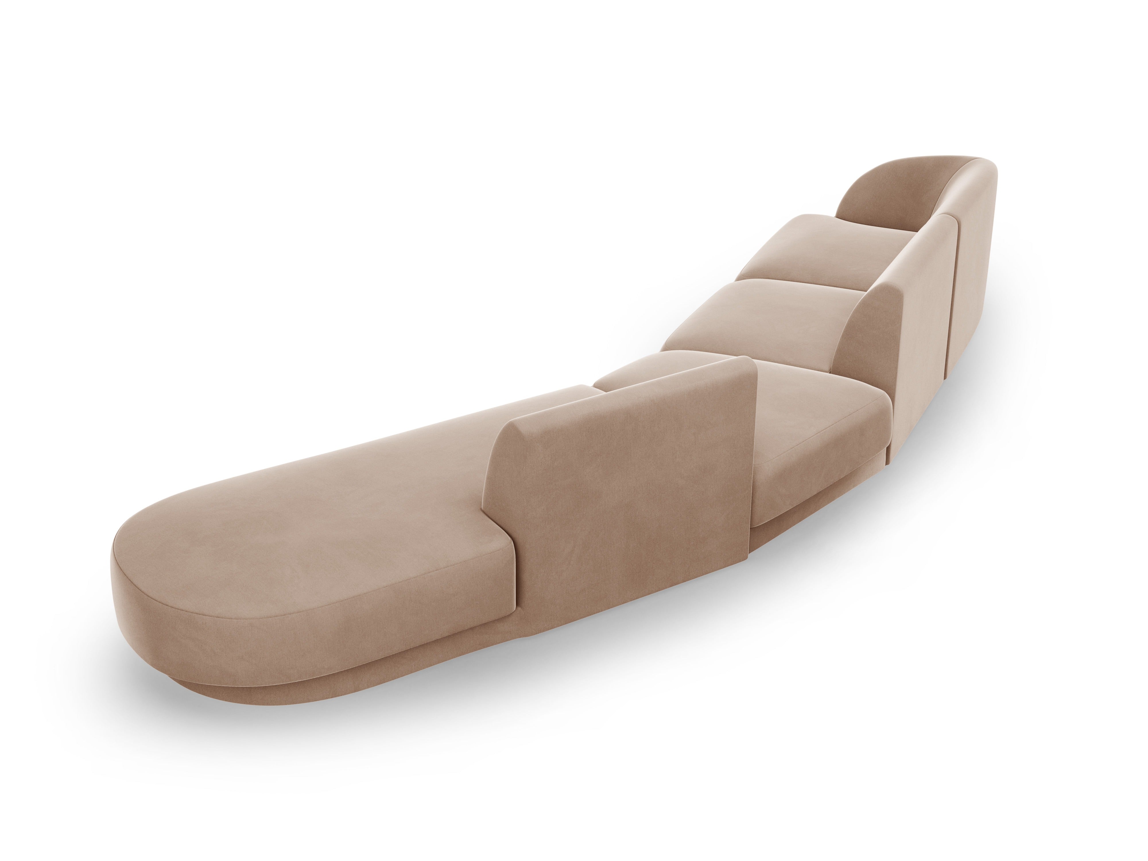 Modulares Samt-Ecksofa rechtsseitig für 7 Personen MILEY cappuccino
