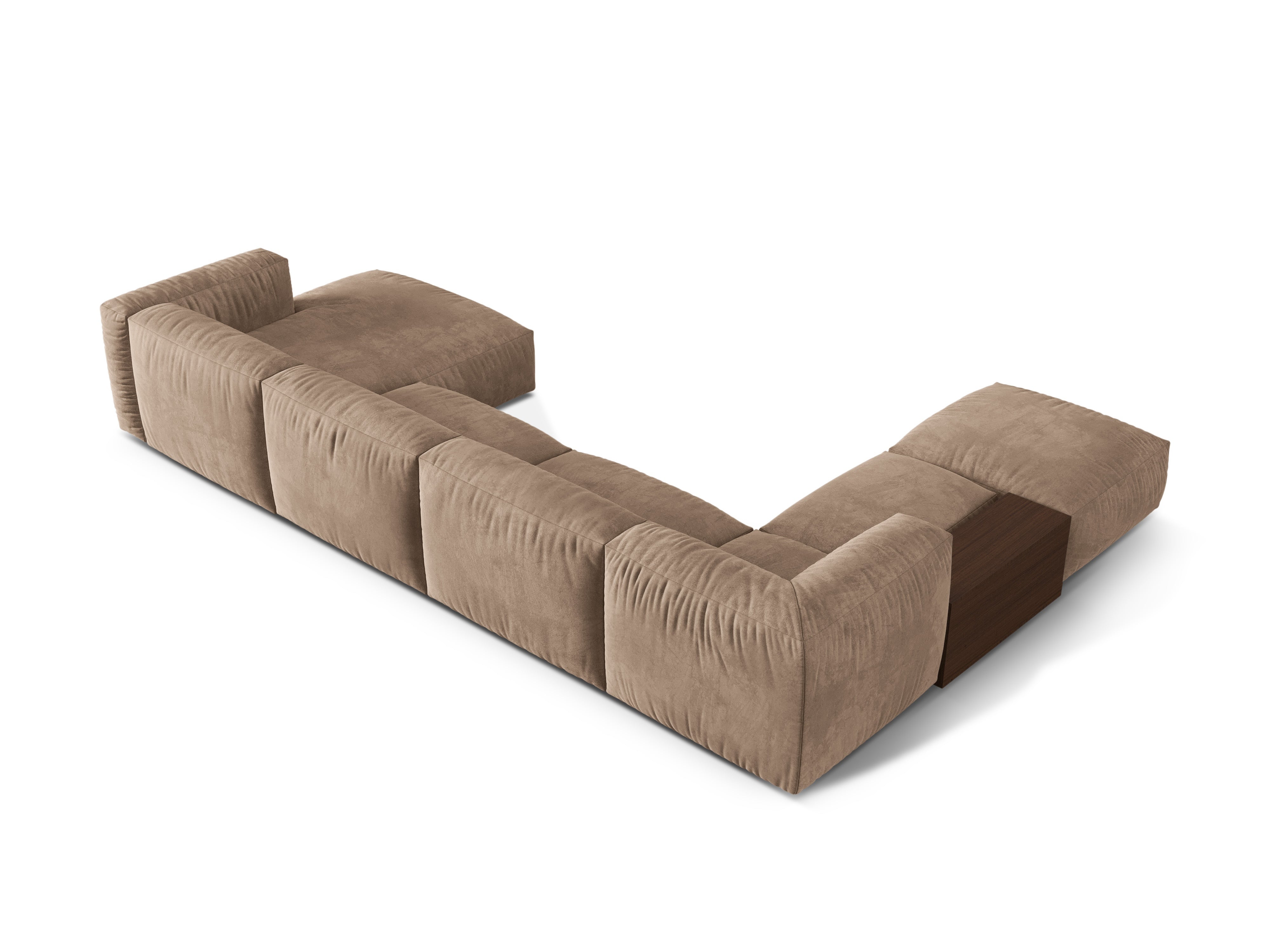 Links -handgefertigte Ecke Velvet Panoramic Martina Dark Beige