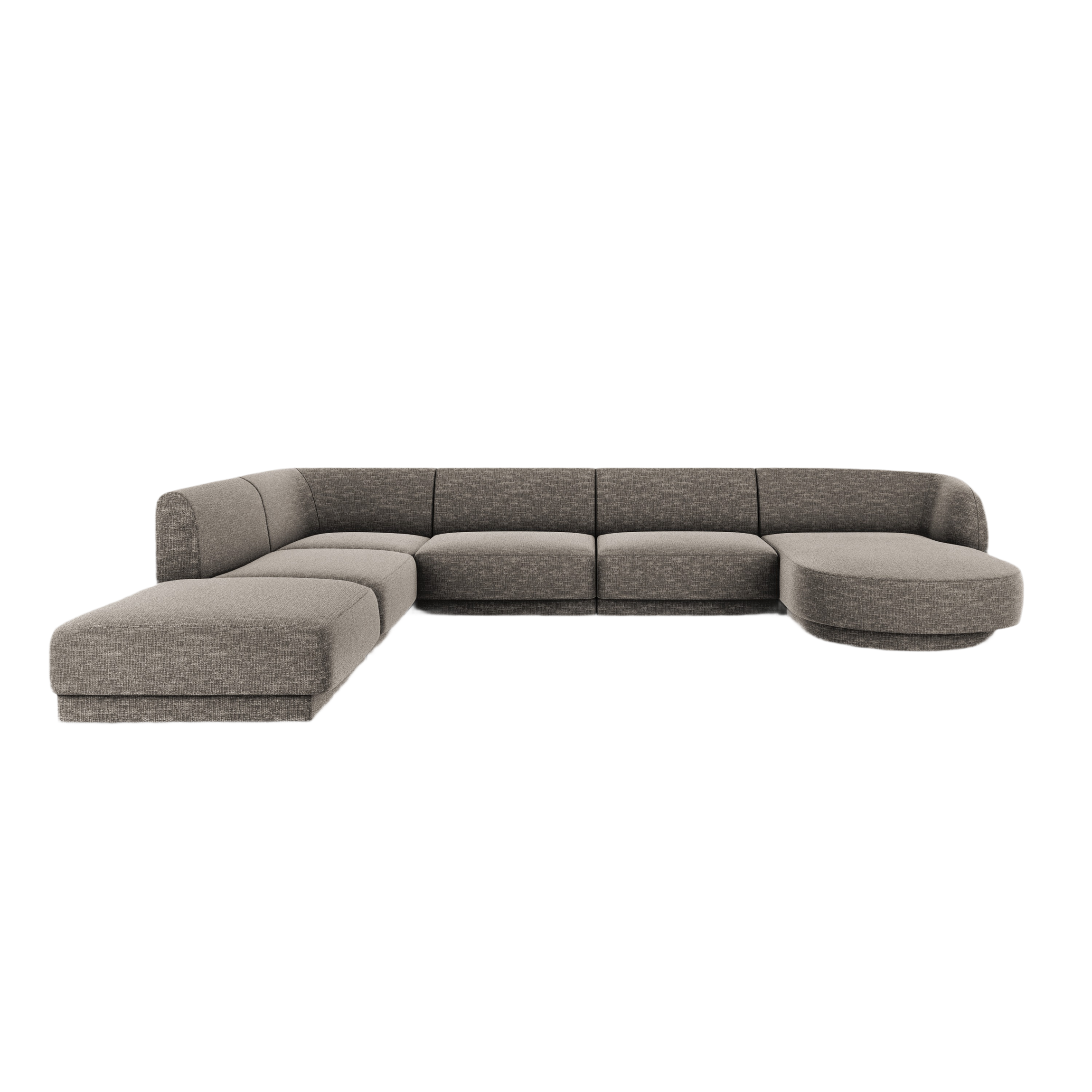 Linksseitige panoramische 6-Sitzer-Eckcouch MILEY graues schimmerndes Chenille