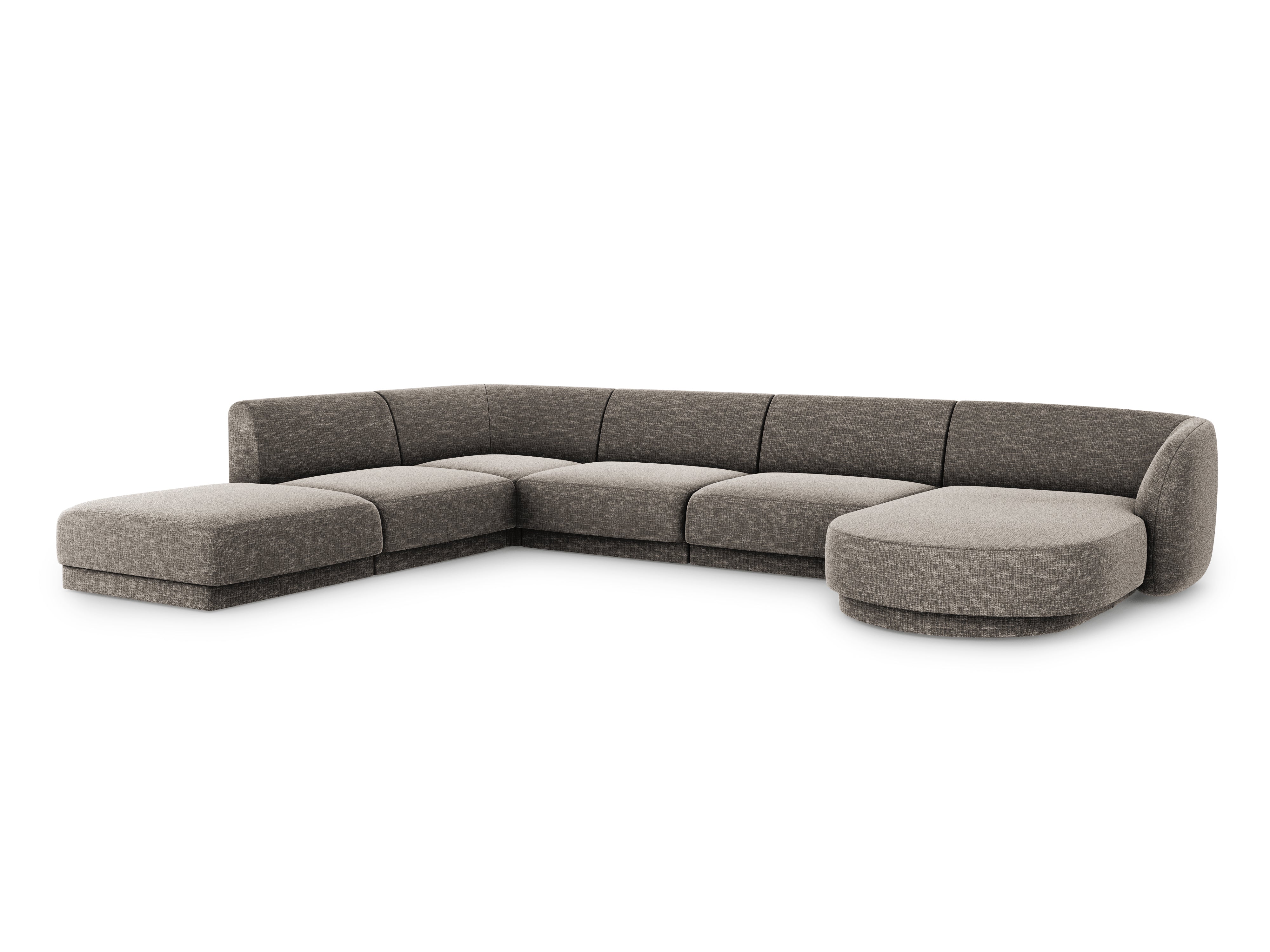 Sofa lewostronna panoramiczna w tkaninie szenilowej 6-osobowa MILEY szary Micadoni Eye on Design