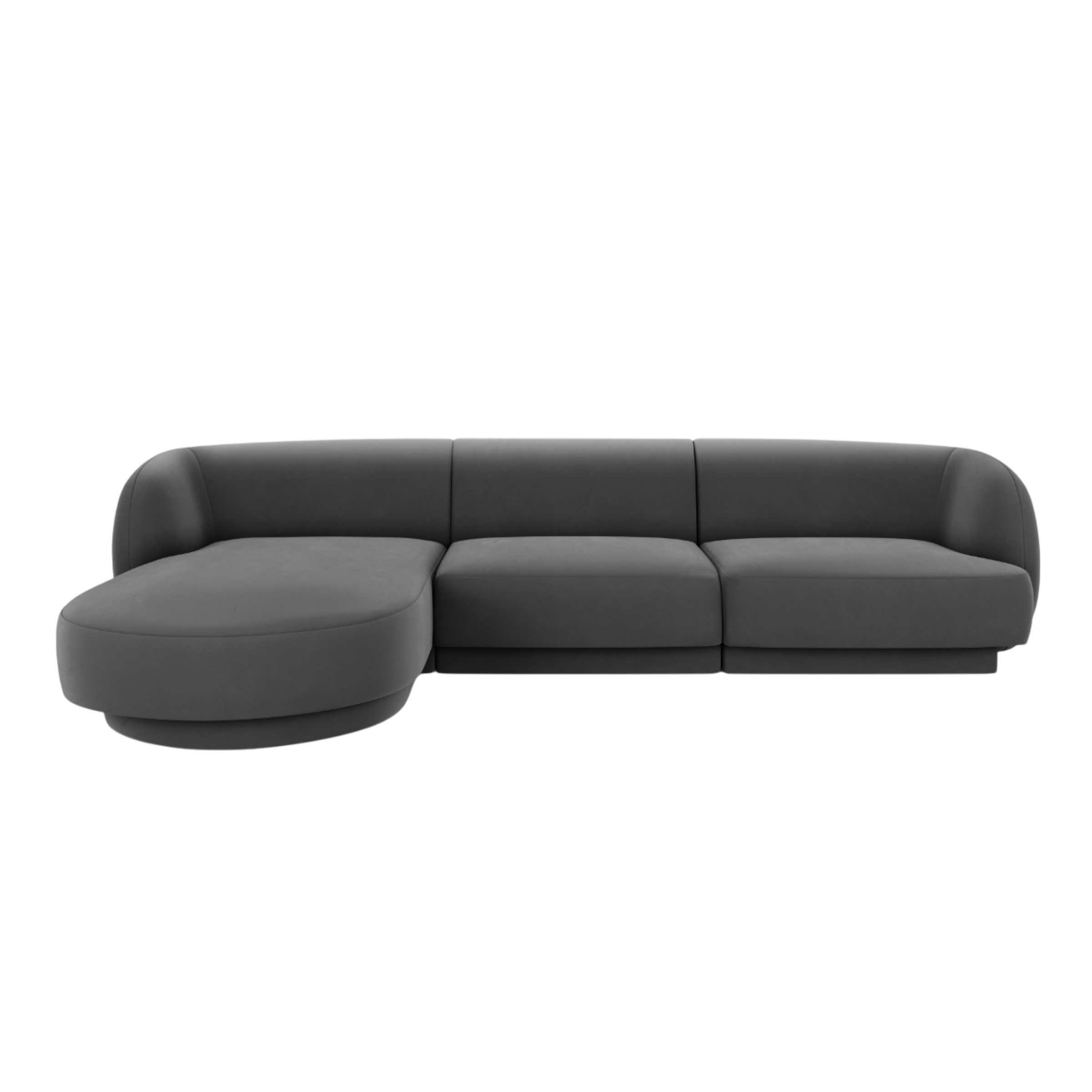 Velvet corner sofa for 4 people, left-sided, MILEY, dark gray