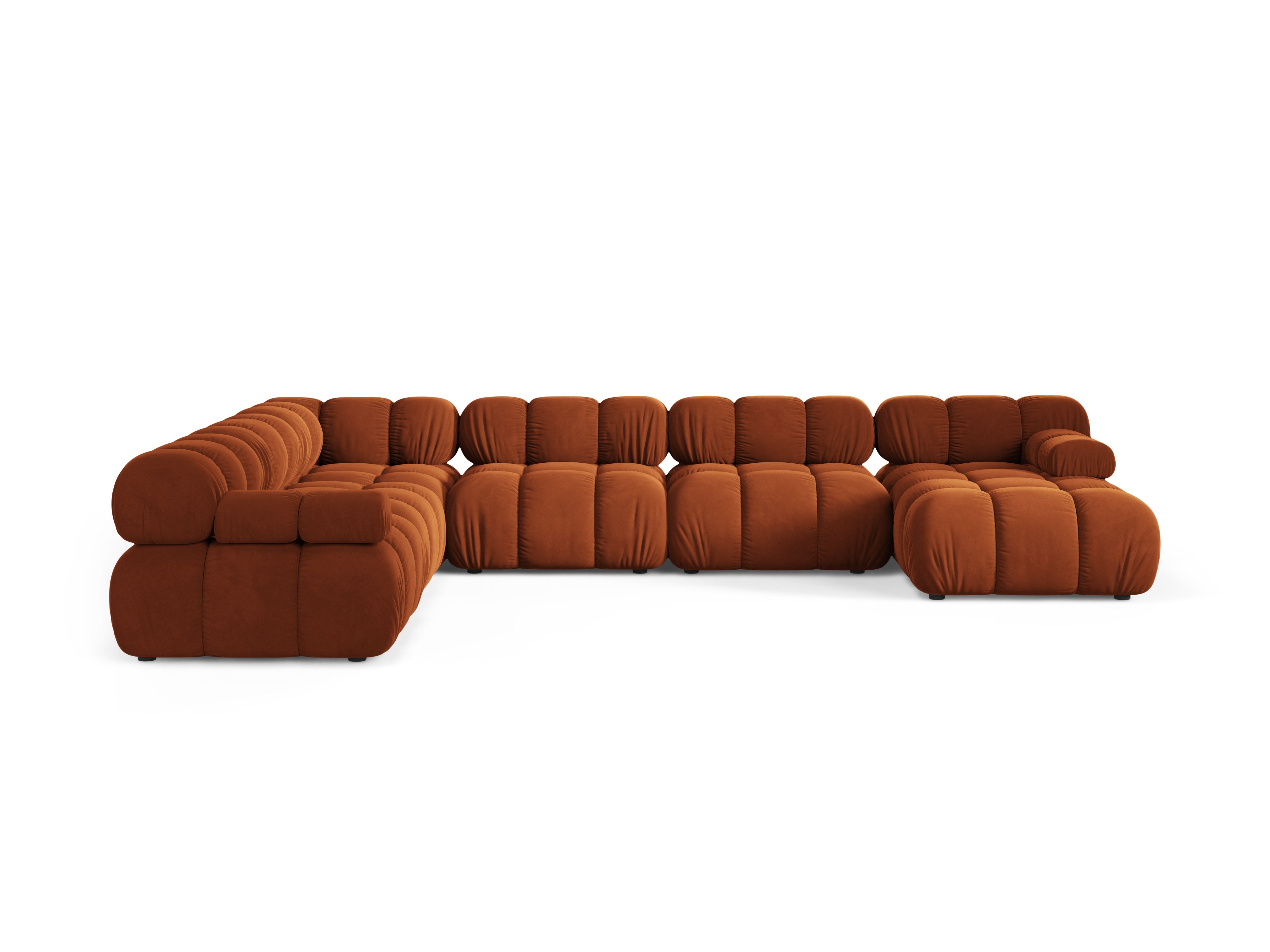 Panoramischer Samt-Ecksofa BELLIS links, ziegelrot