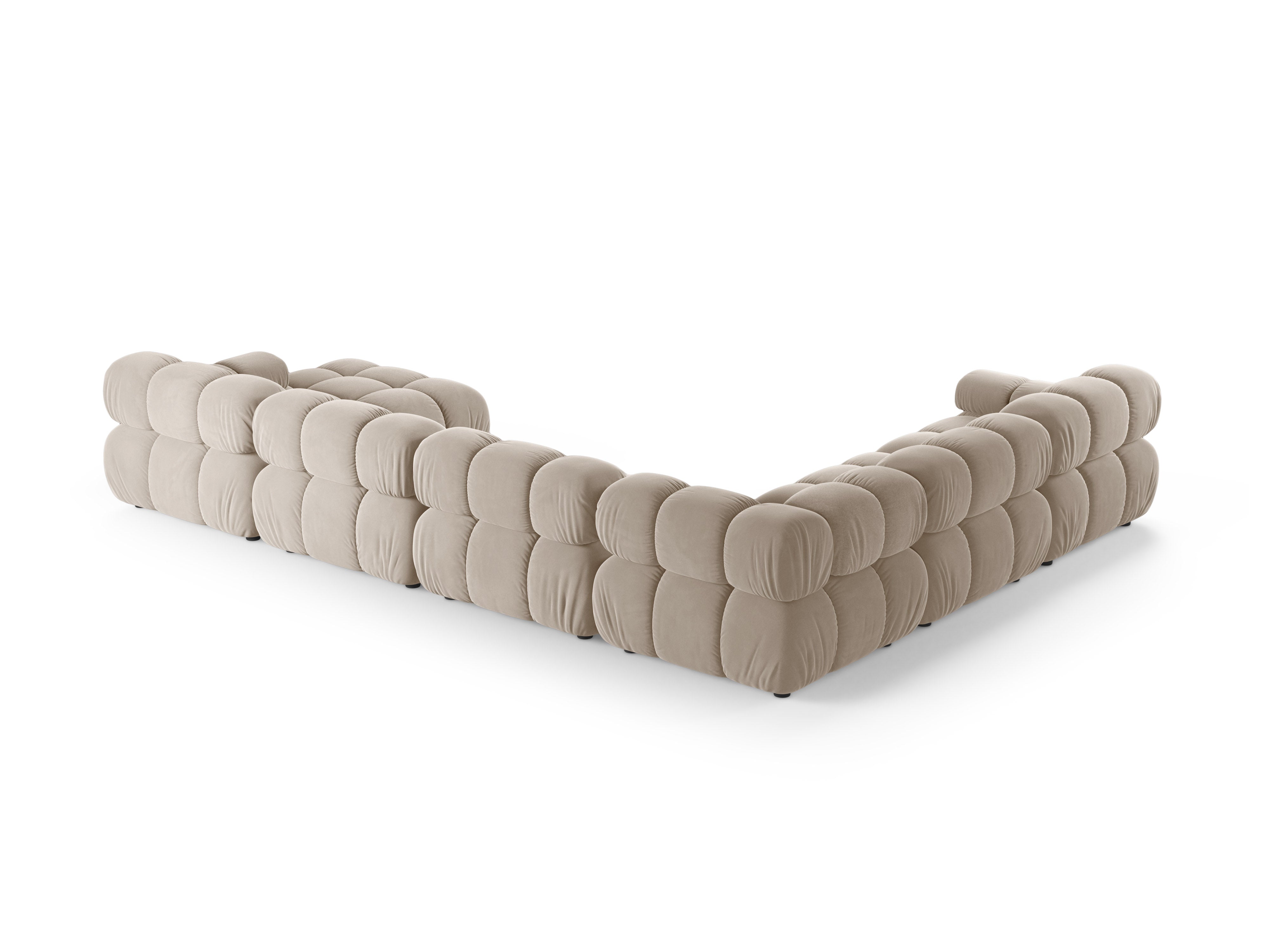 Panoramischer Samt-Ecksofa links BELLIS beige