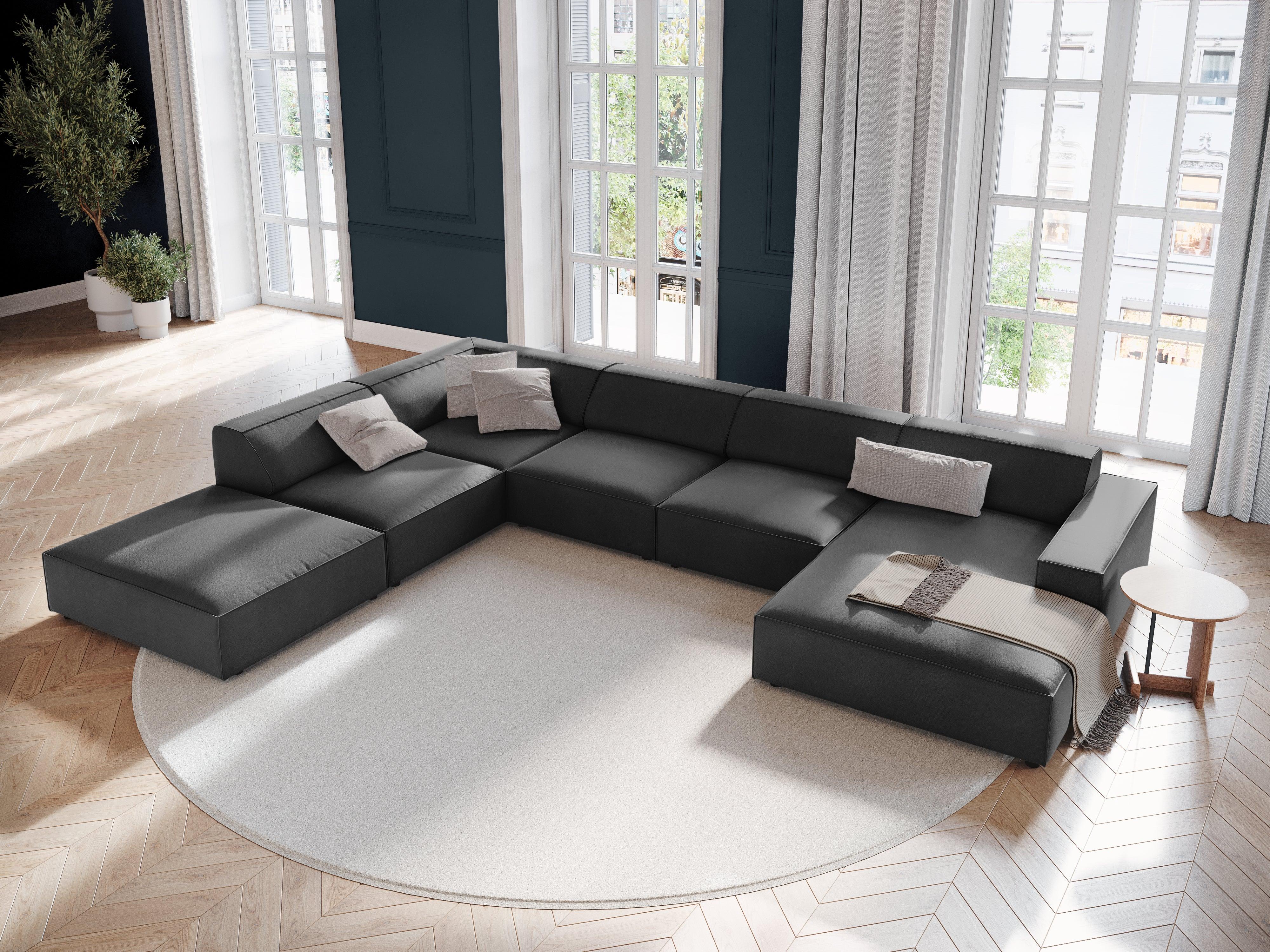 Sofa panoramiczna aksamitna lewostronna JODIE ciemnoszary – Micadoni