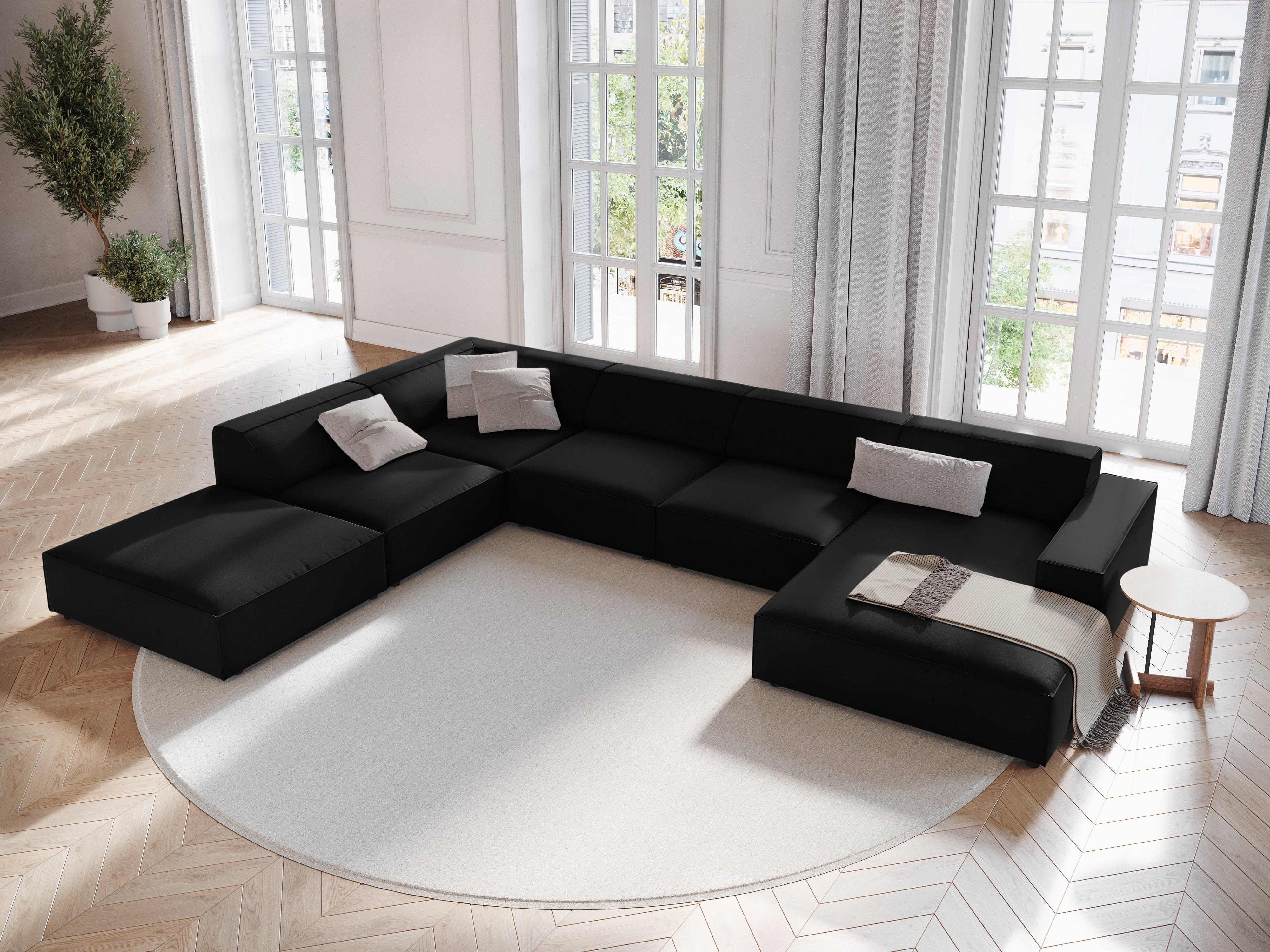 Sofa panoramiczna aksamitna lewostronna JODIE czarny – Micadoni
