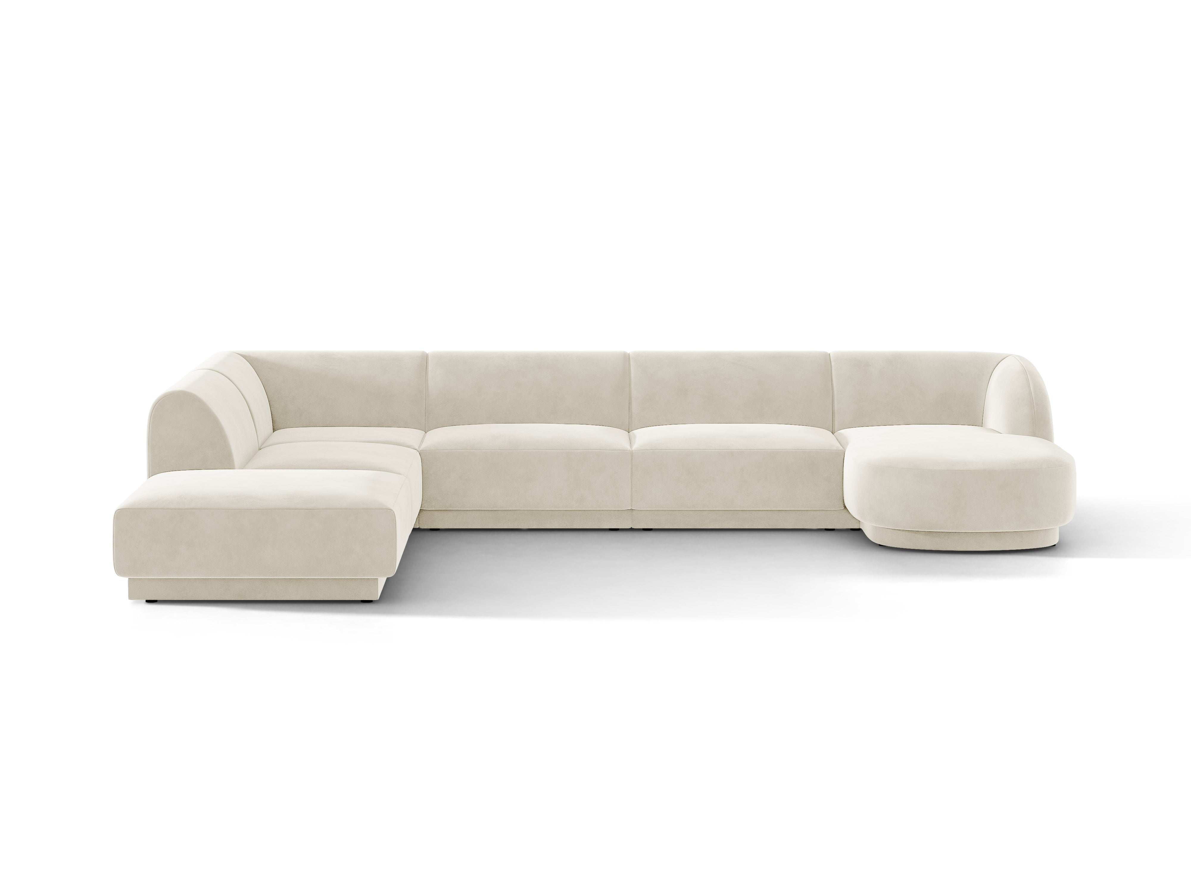 Samt-Ecksofa für 6 Personen in U-Form links MILEY beige