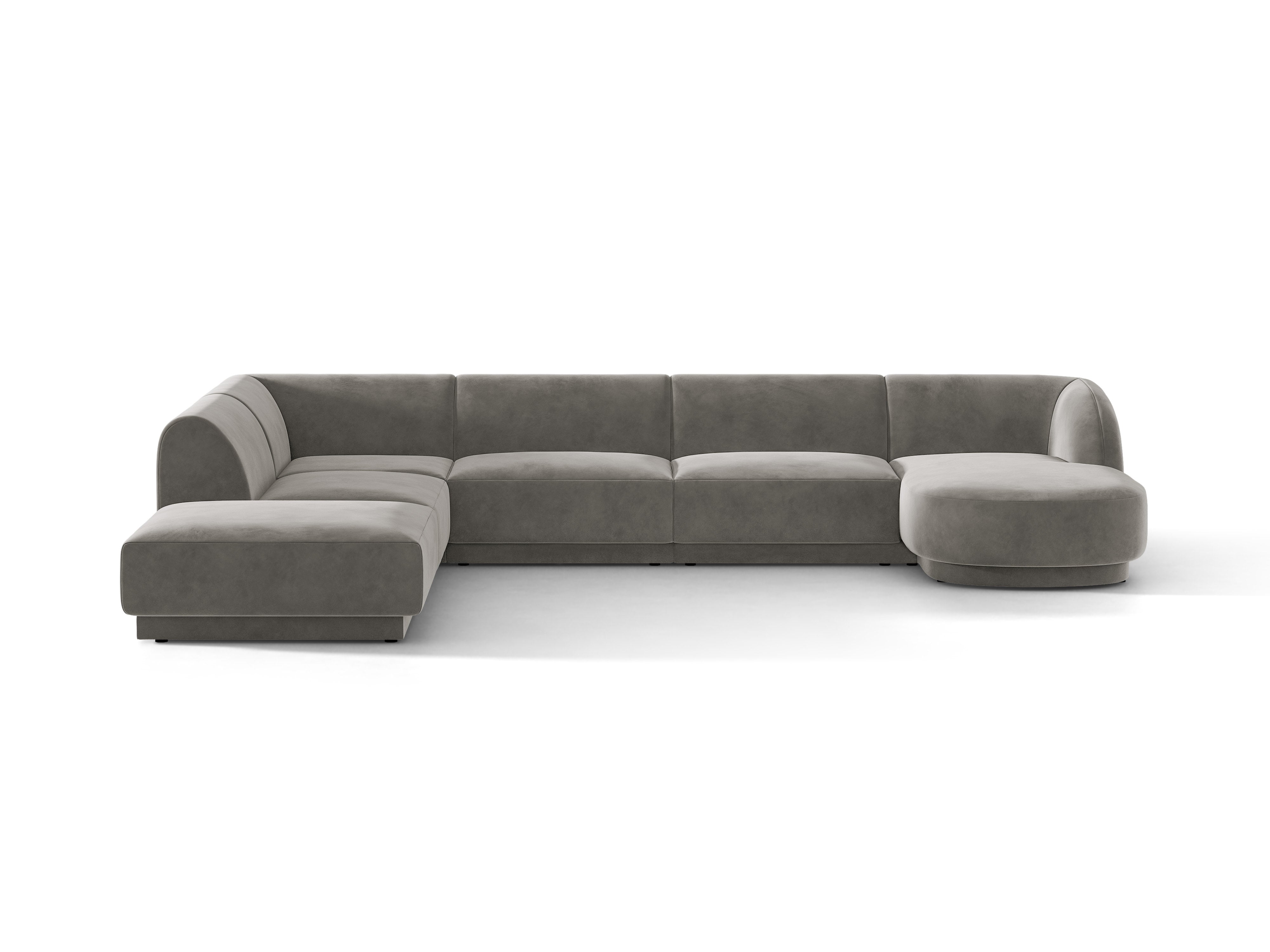 Samt-Ecksofa für 6 Personen in U-Form links MILEY hellgrau
