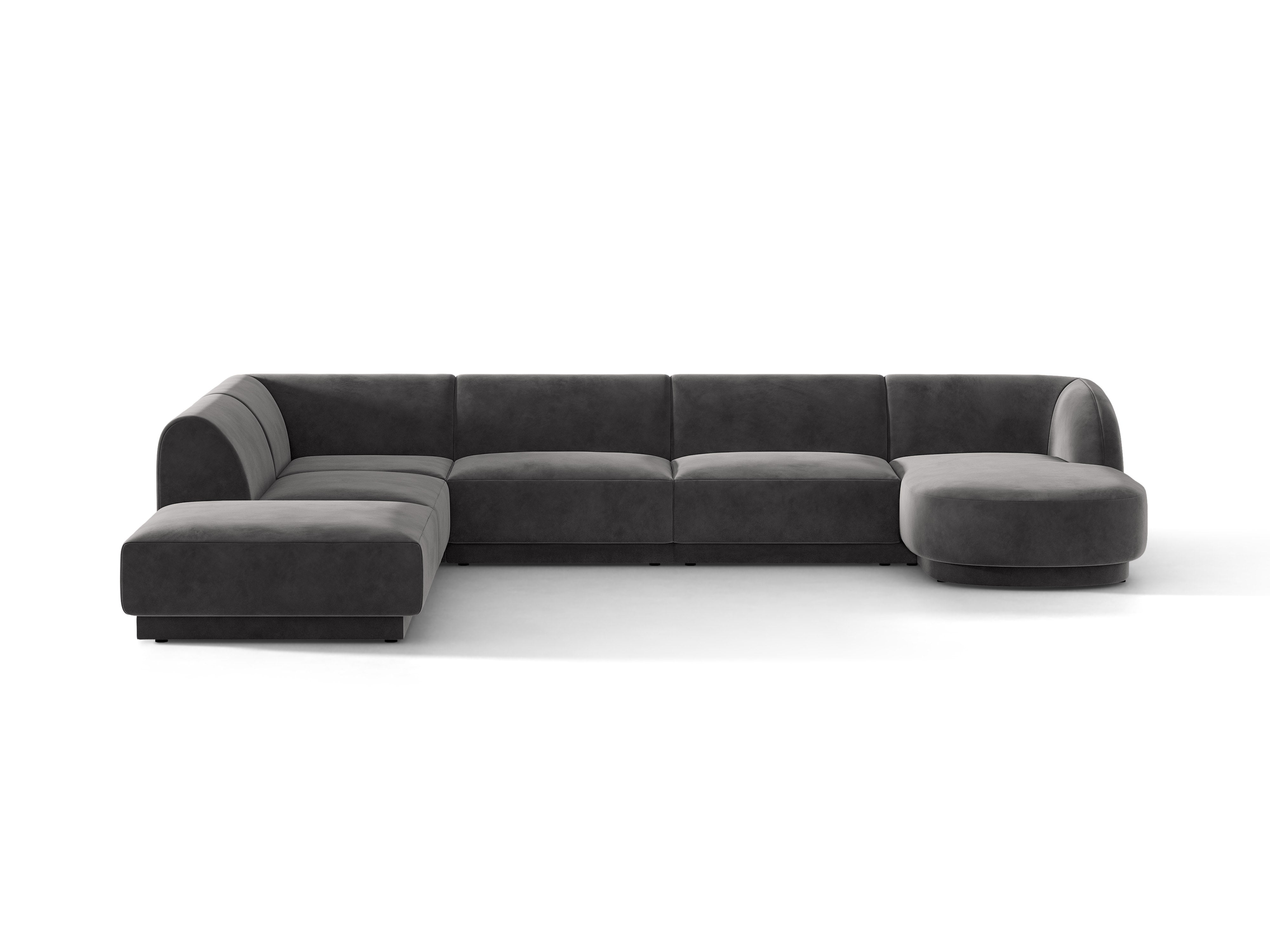 Samt-Ecksofa für 6 Personen in U-Form links MILEY dunkelgrau