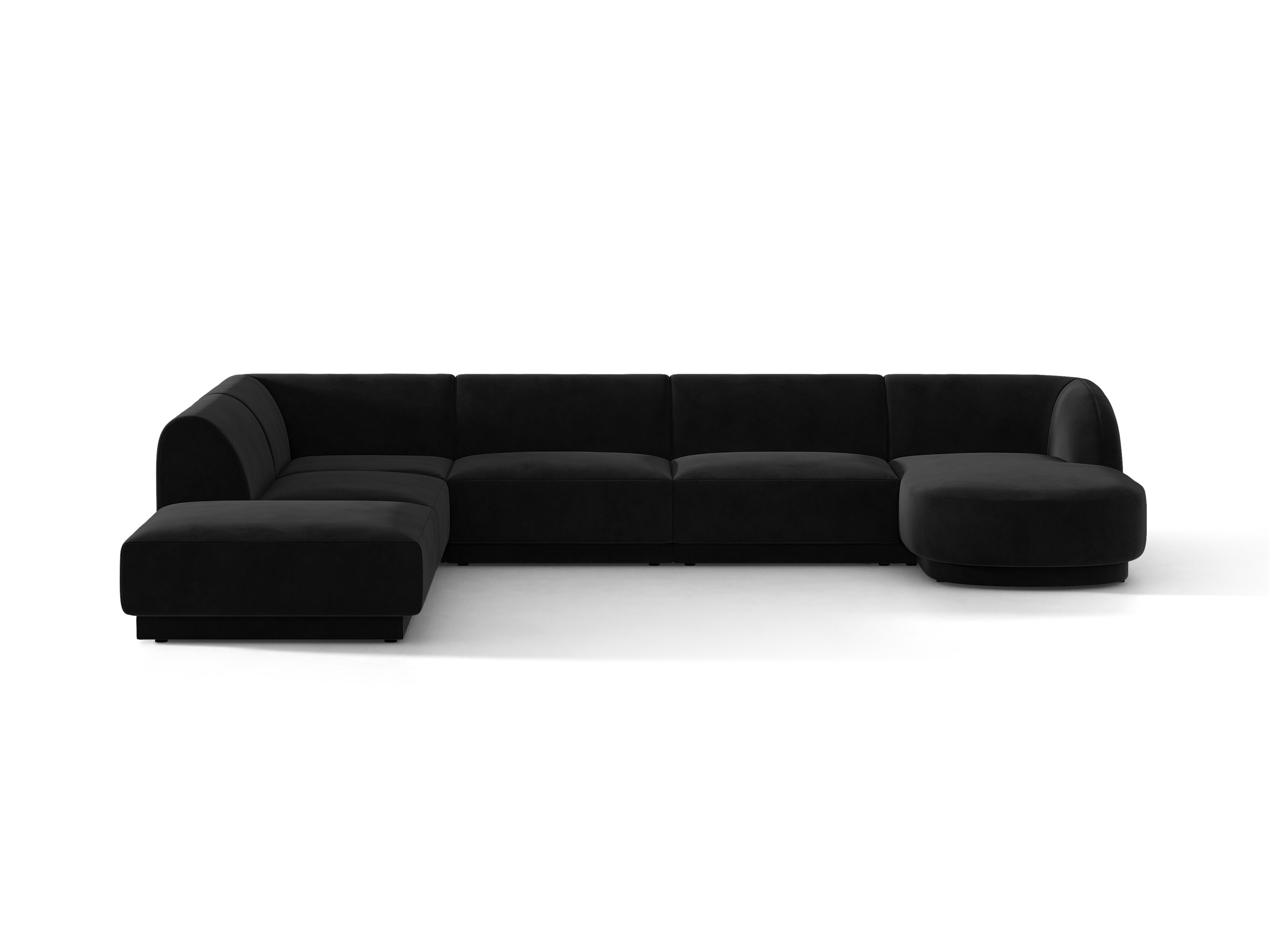 Samt-Ecksofa für 6 Personen in U-Form links MILEY schwarz