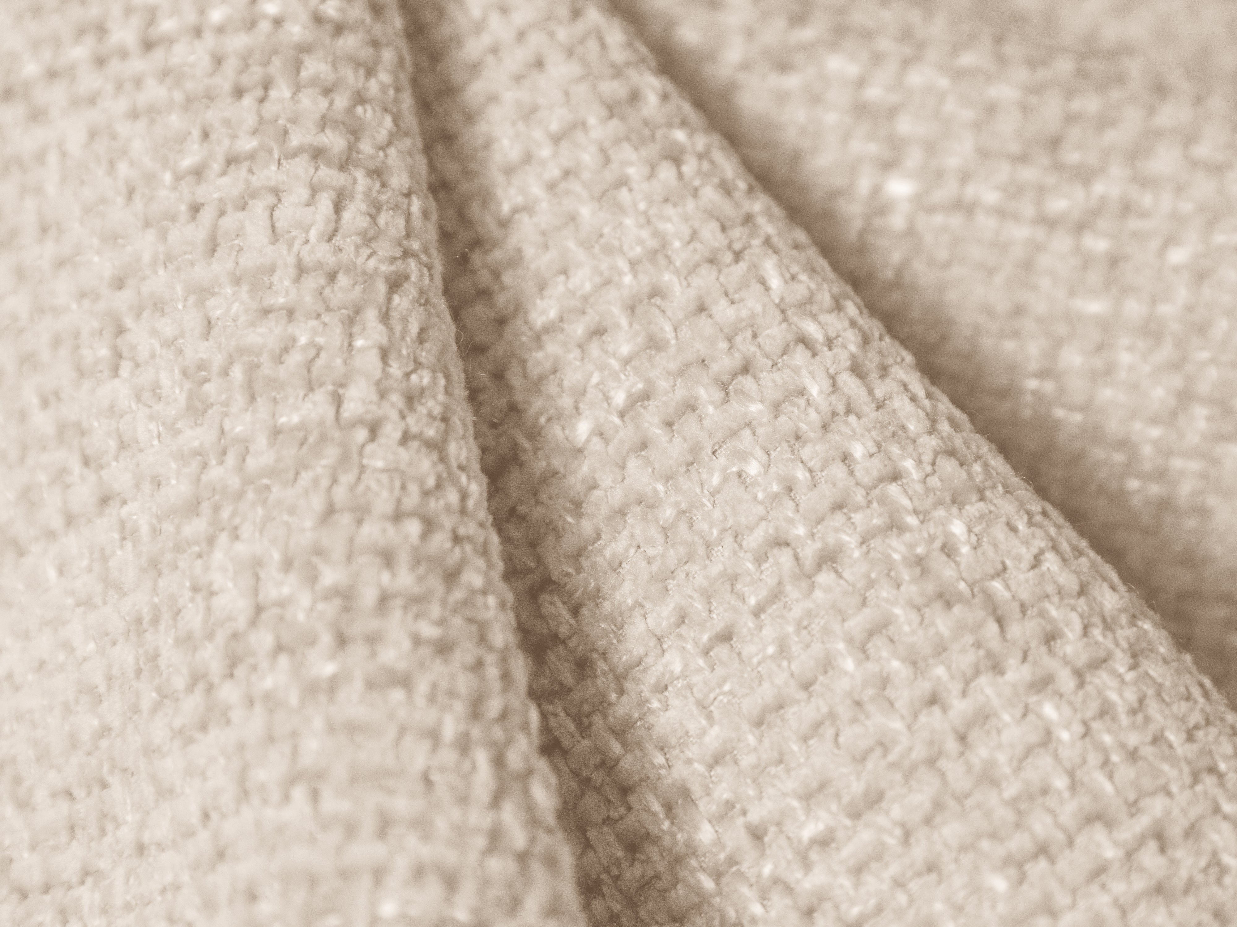 Sofa prawostronna panoramiczna w tkaninie szenilowej 6-osobowa MILEY jasnobeżowy Micadoni Eye on Design