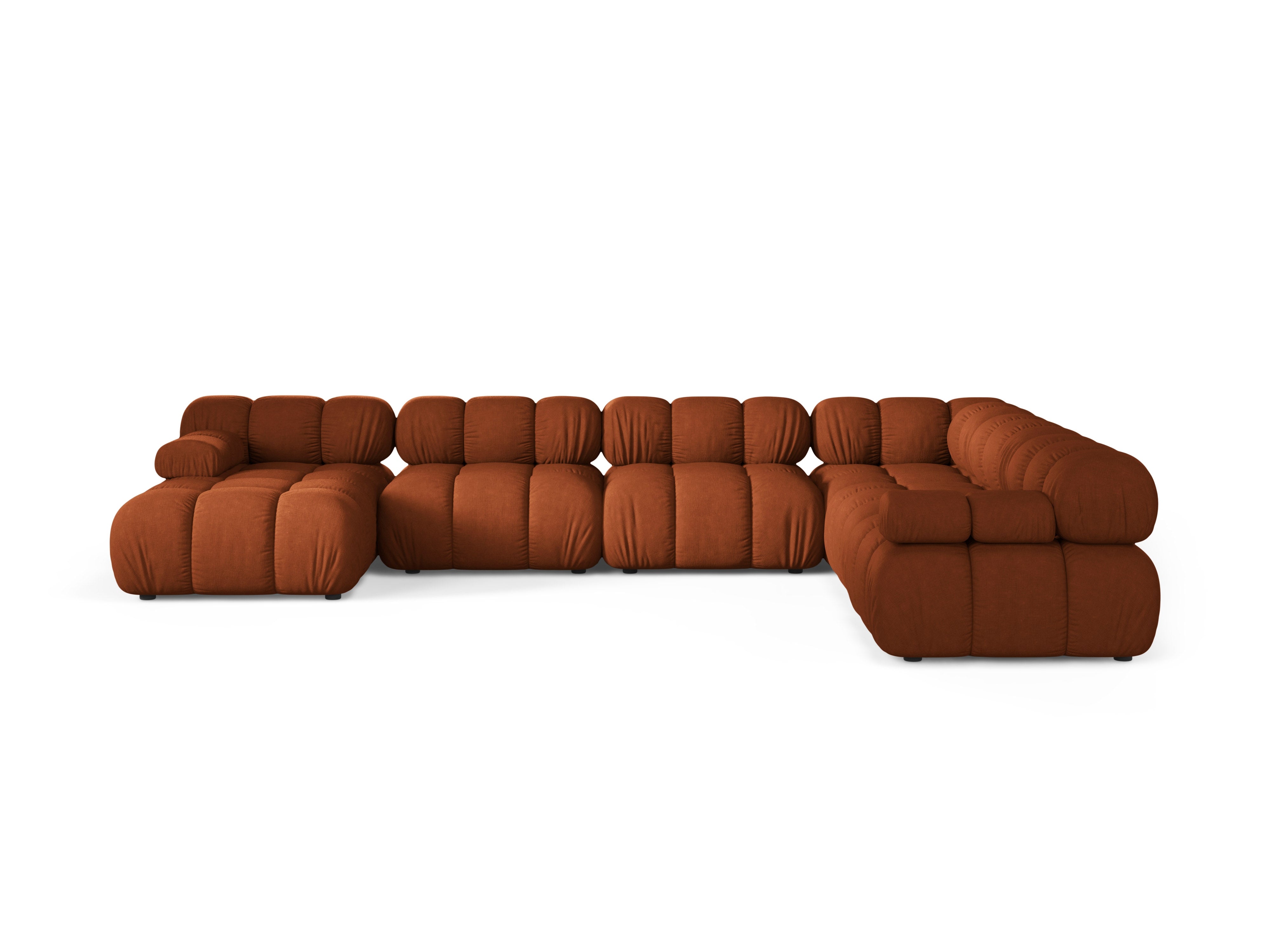 Panoramischer Ecksofa rechts BELLIS in Ziegelrot