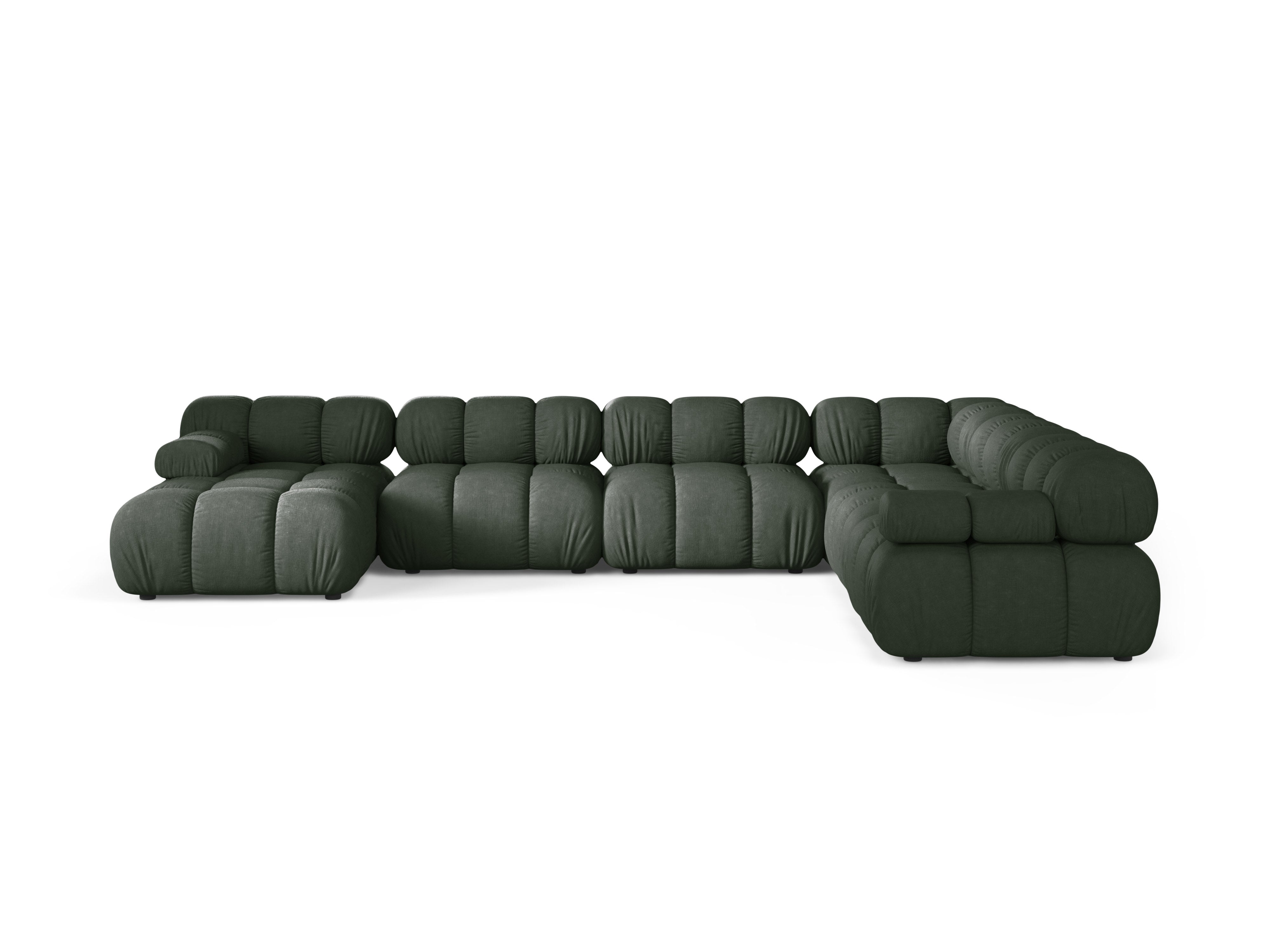 Panoramischer Ecksofa rechts BELLIS in Dunkelgrün