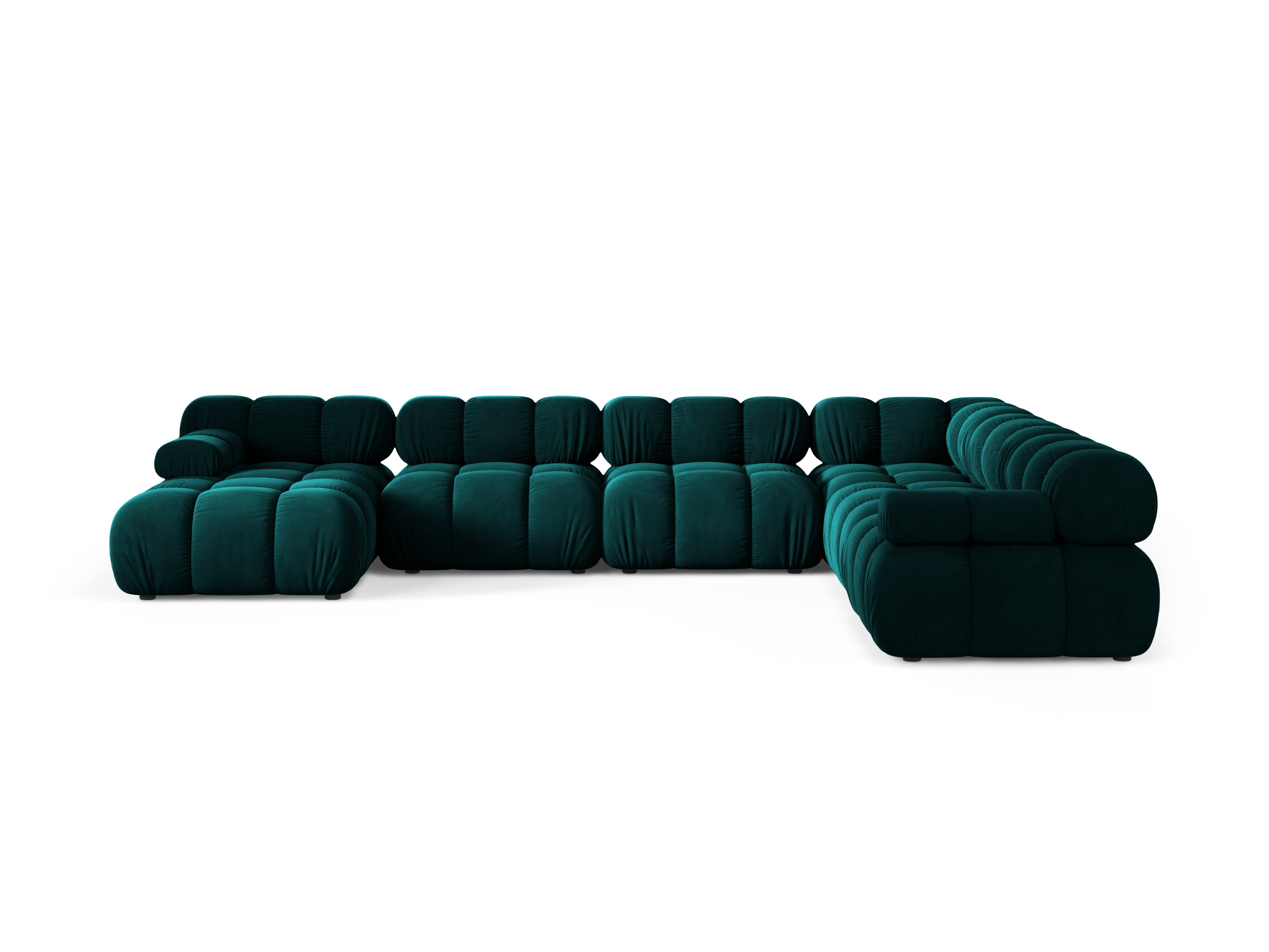 Panoramischer Ecksofa rechts BELLIS tief petrol Samt