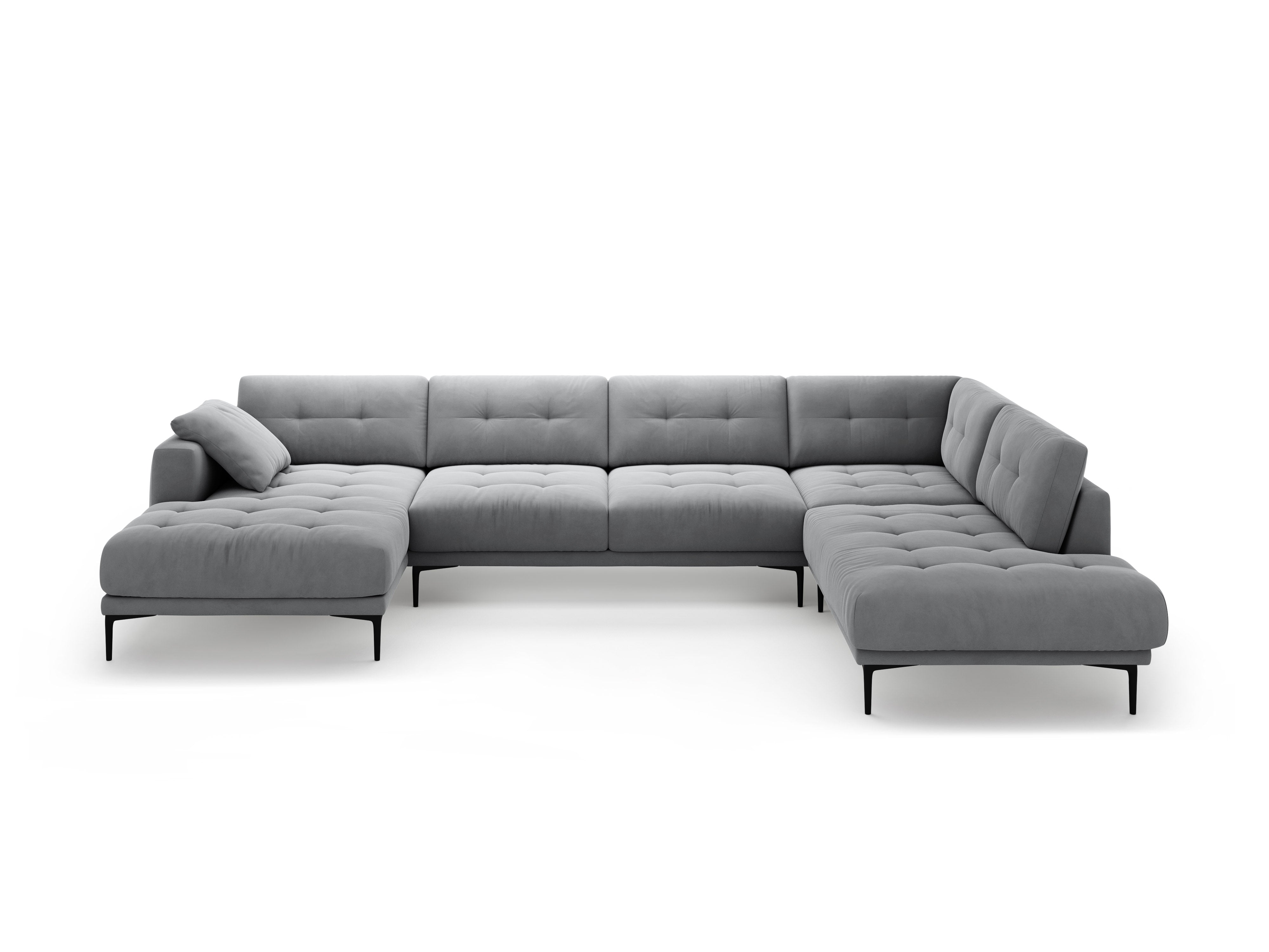 Narożnik panoramiczny prawostronny aksamitny BEMY szary – Micadoni