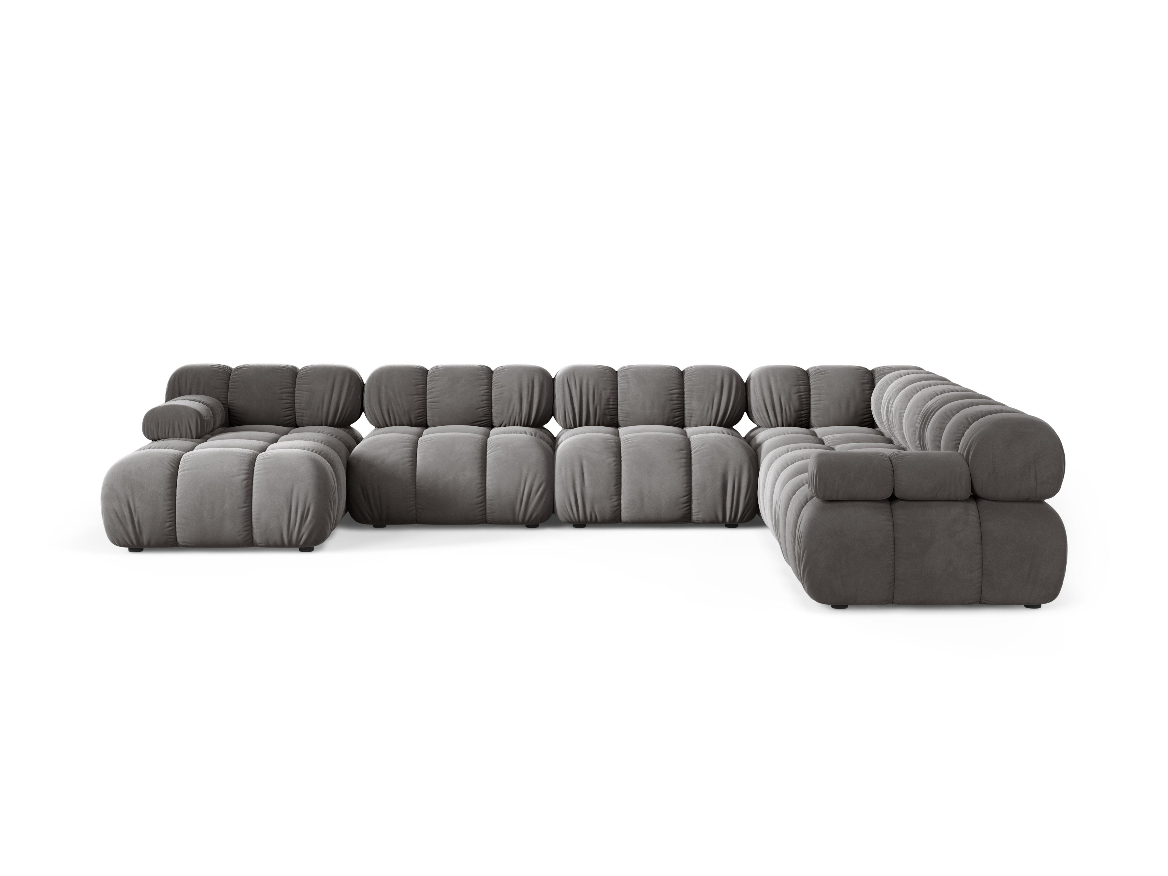 Panoramischer Samt-Ecksofa BELLIS rechtsseitig in Grau