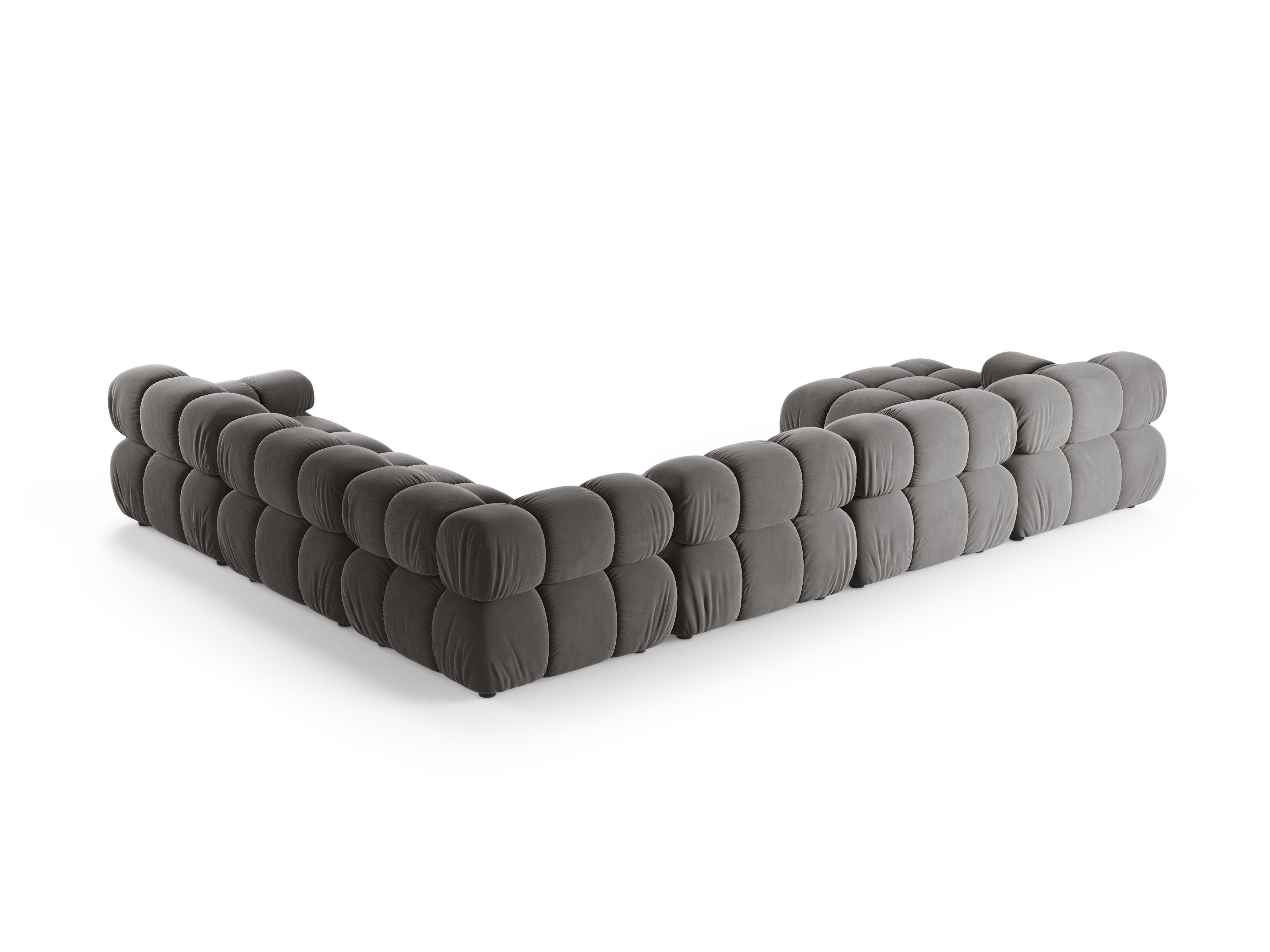 Panoramischer Samt-Ecksofa BELLIS rechtsseitig in Grau