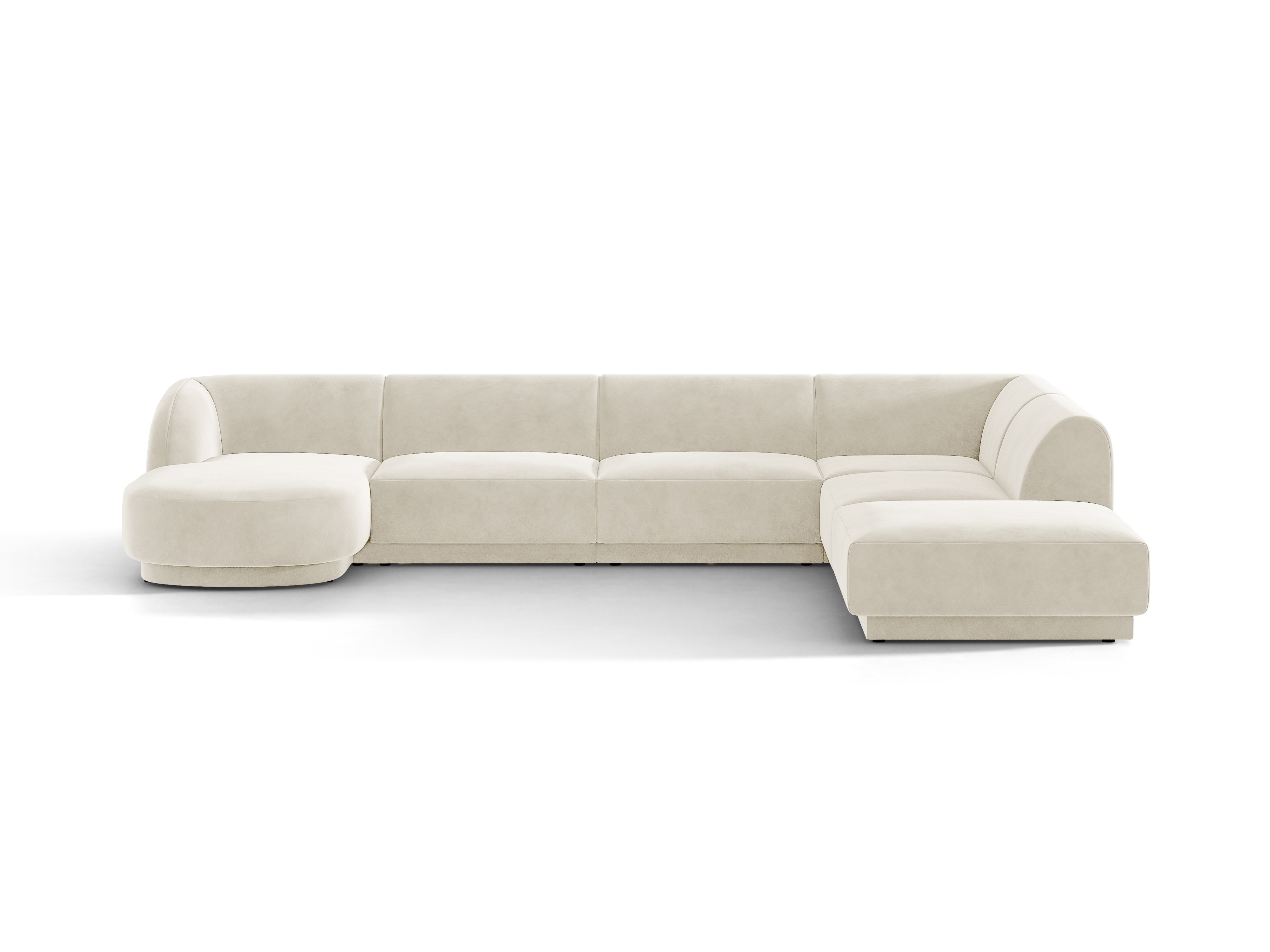 Samt-Ecksofa für 6 Personen in U-Form rechts MILEY beige