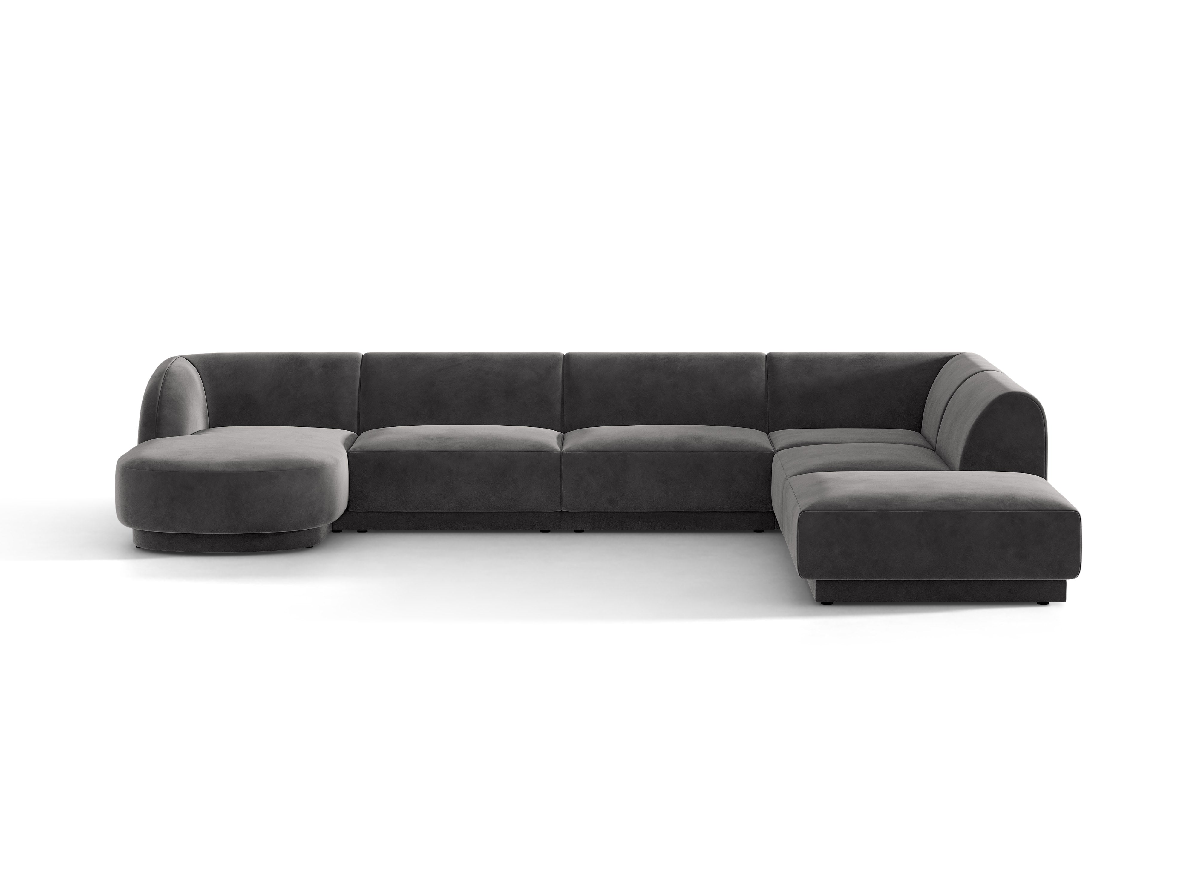 Samt-Ecksofa für 6 Personen in U-Form rechts MILEY dunkelgrau