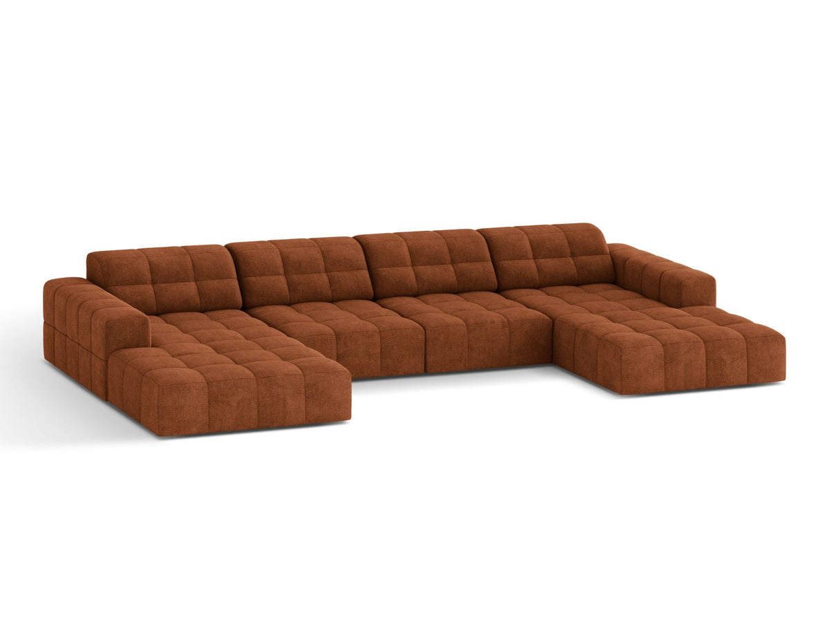 Sofa panoramiczna 6-osobowa JENNIFER ceglany szenil – ujęcie boczne