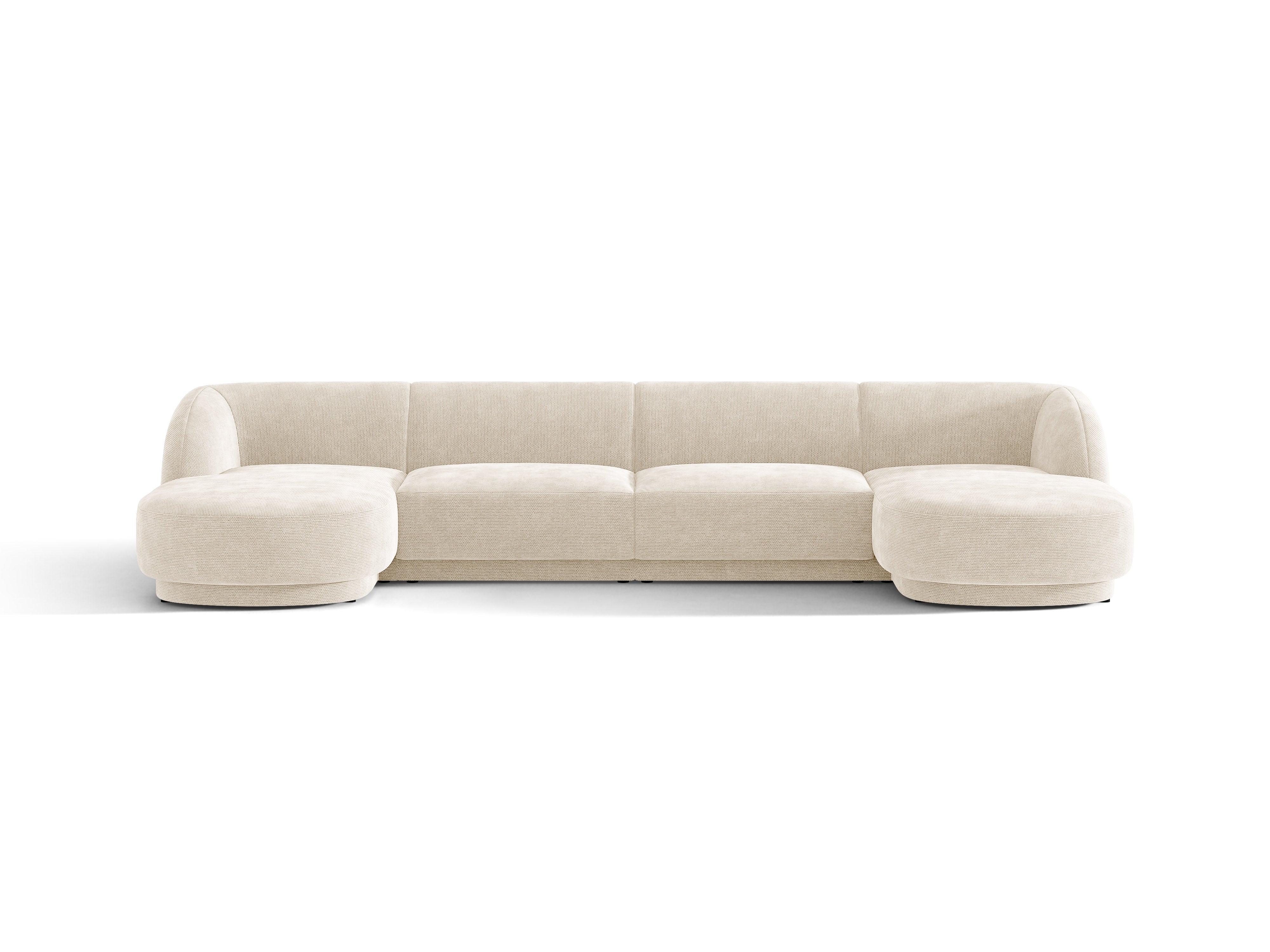 U-förmige Couch MILEY Elfenbein Chenille