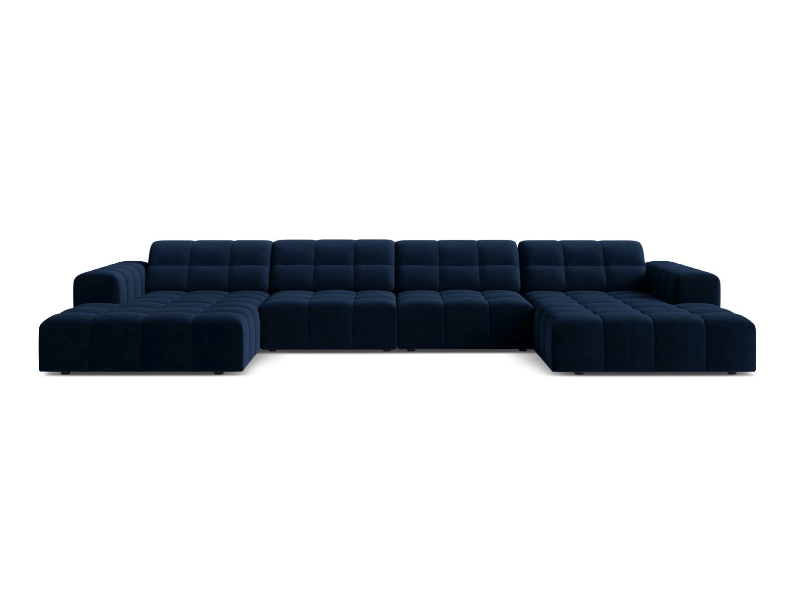 Sofa aksamitna panoramiczna 6-osobowa JENNIFER kobaltowy Bluvel – Micadoni