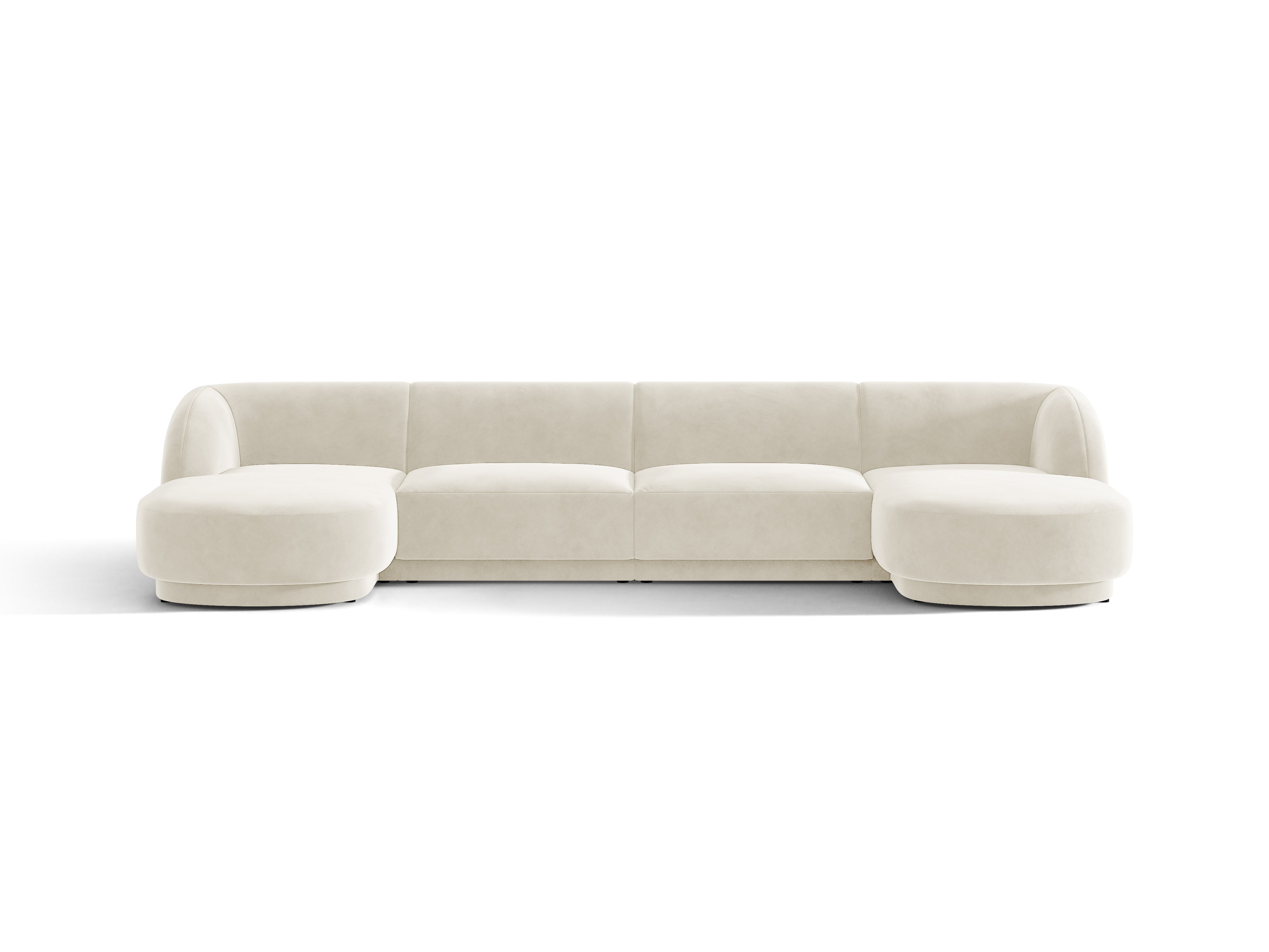 Panoramischer Samt-Ecksofa für 5 Personen MILEY beige