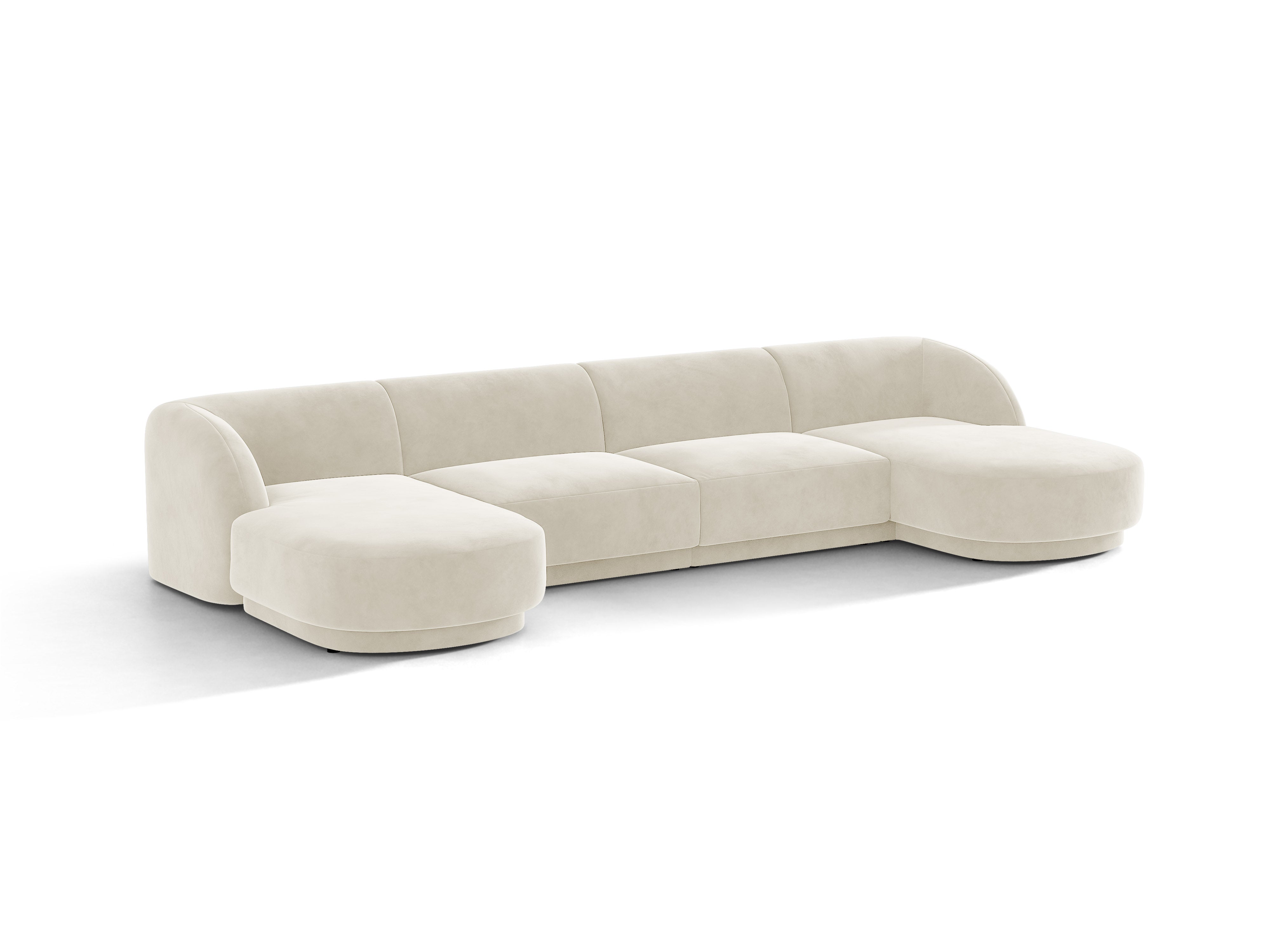 Panoramischer Samt-Ecksofa für 5 Personen MILEY beige