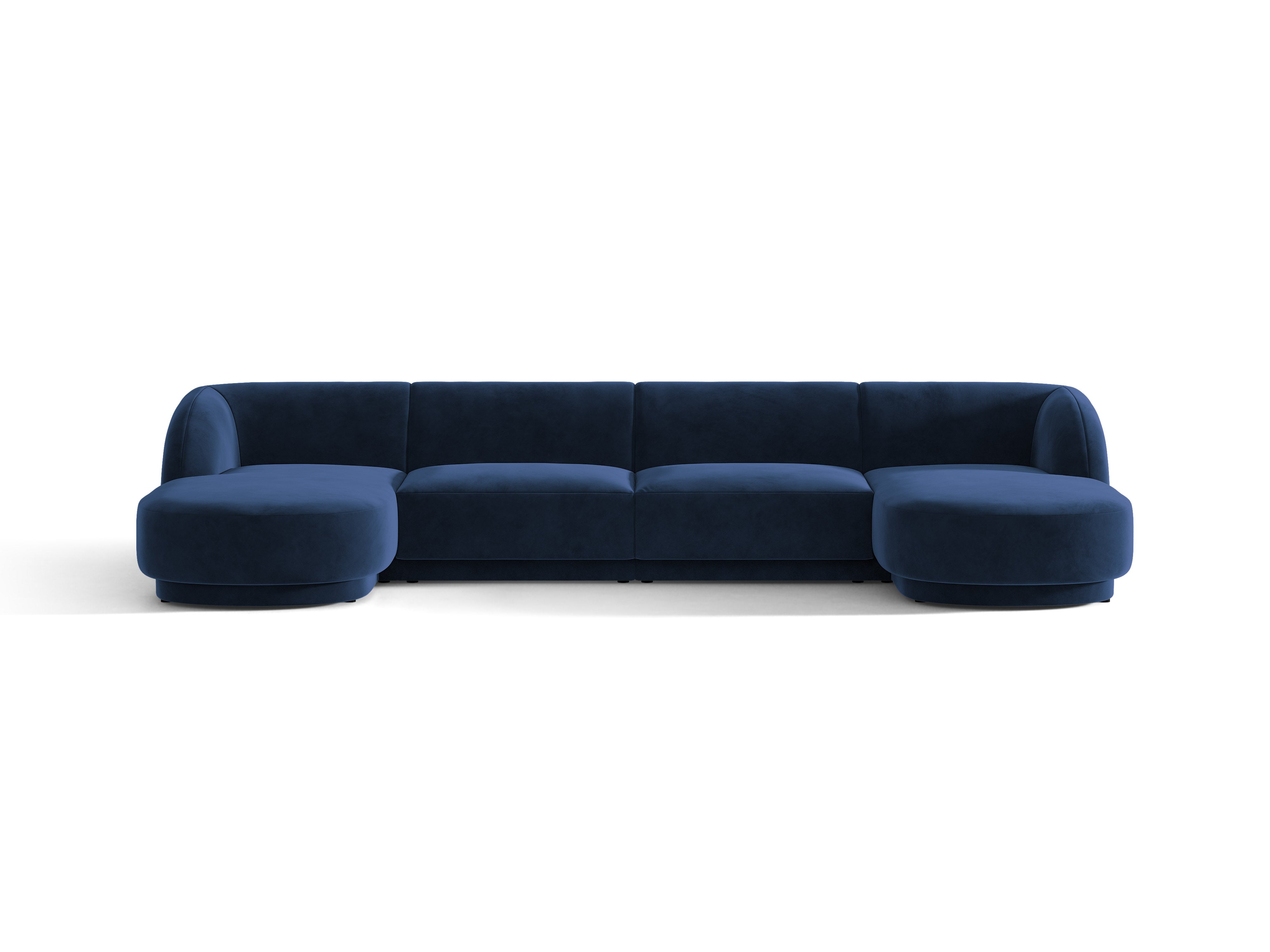 Samt-Ecksofa für 5 Personen MILEY in Marineblau