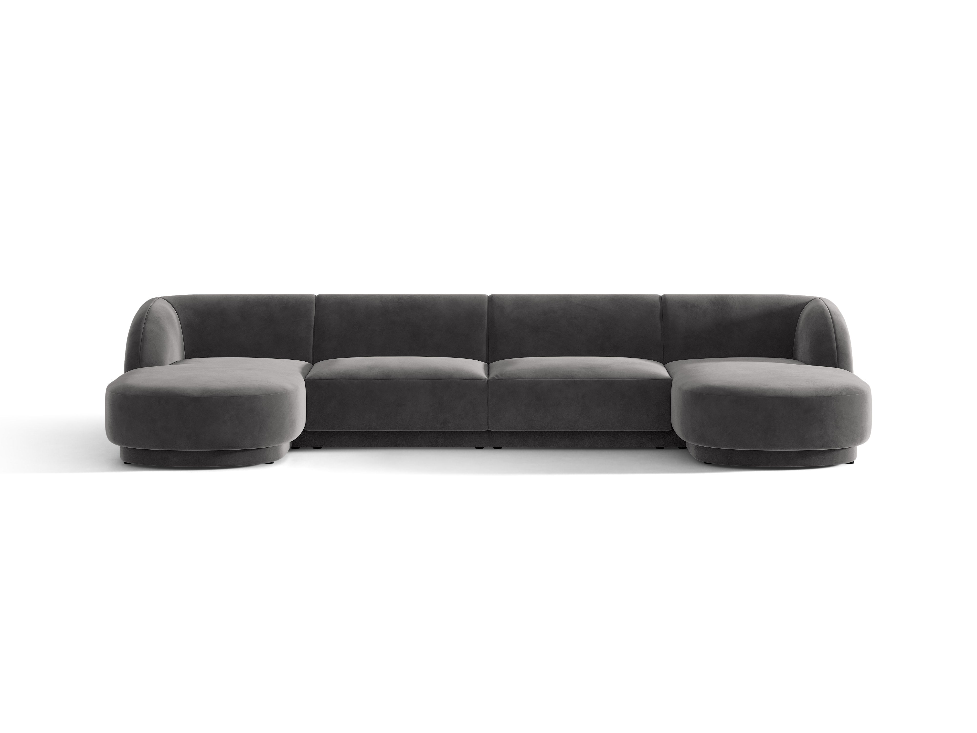 Samt-Ecksofa für 5 Personen MILEY dunkelgrau