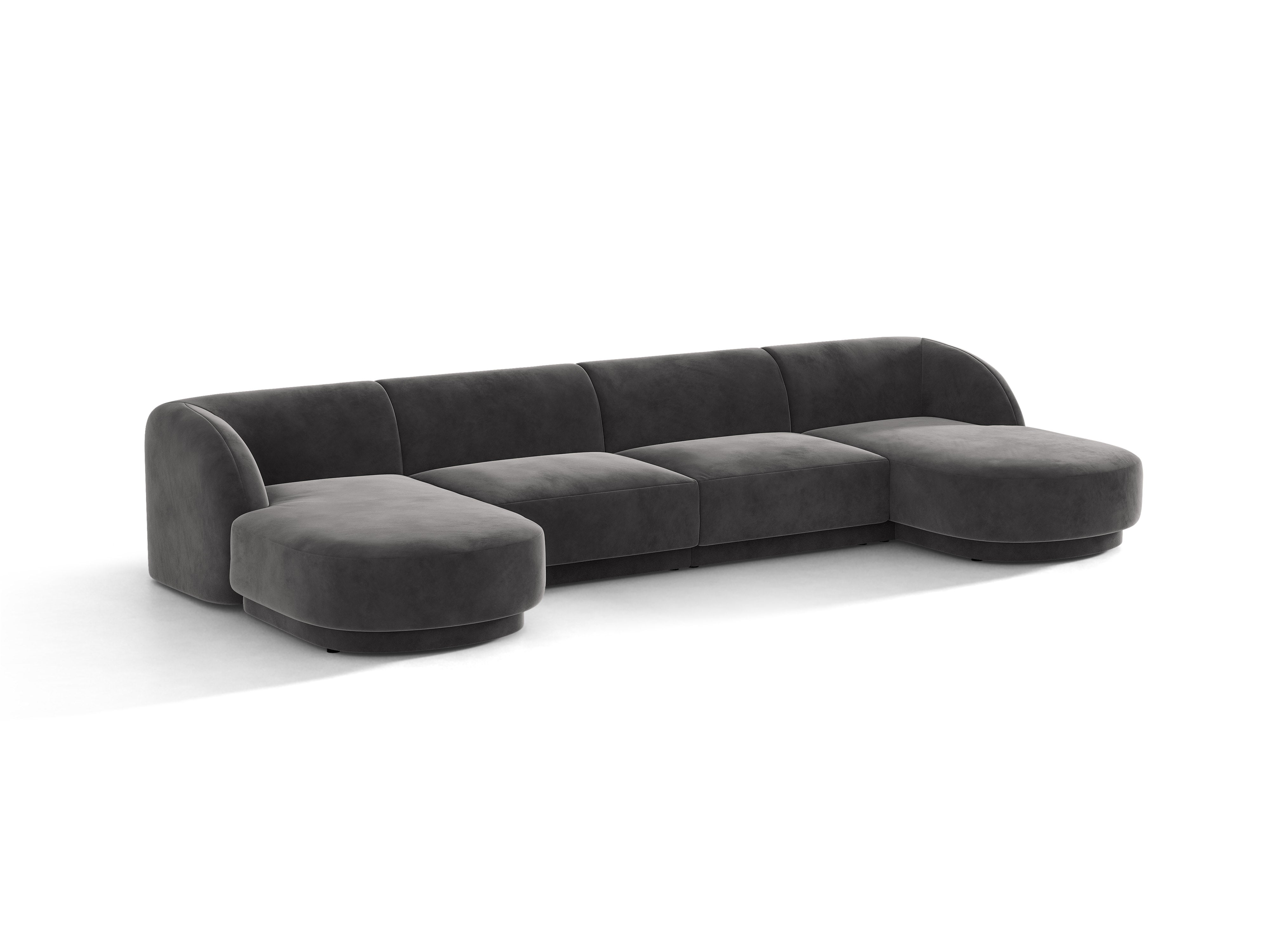 Samt-Ecksofa für 5 Personen MILEY dunkelgrau