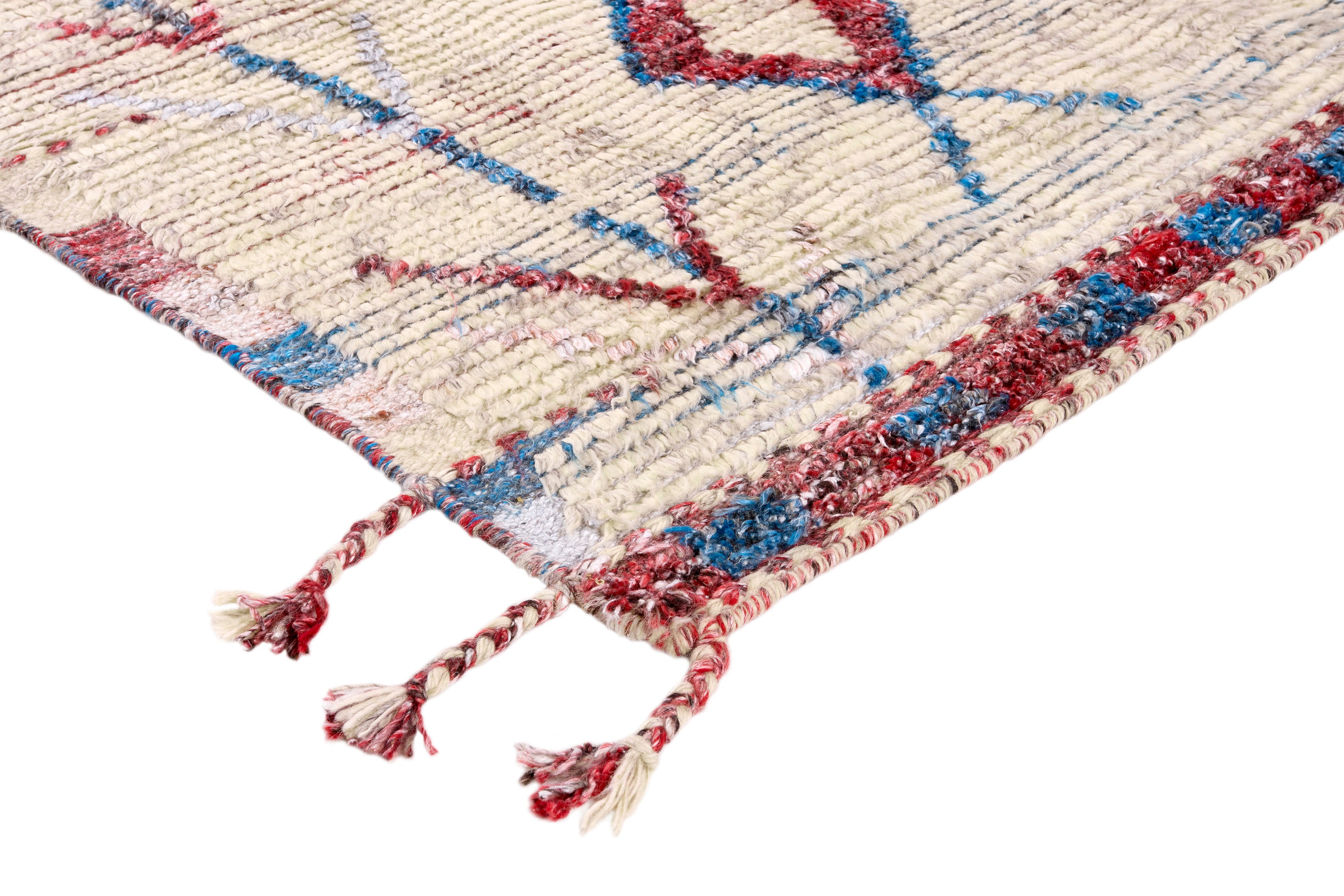 TRIBE beige rug with red and blue