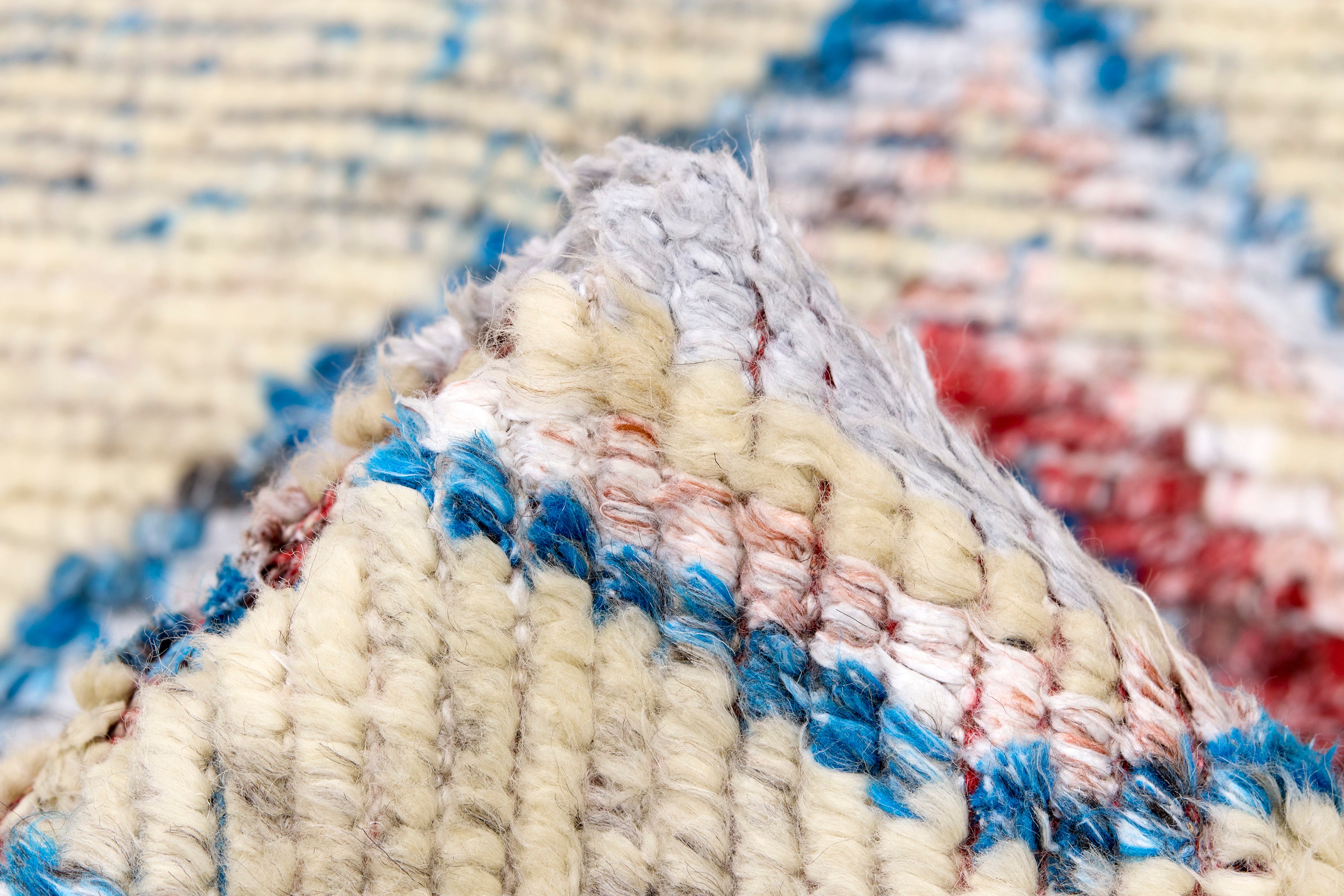 TRIBE beige rug with red and blue