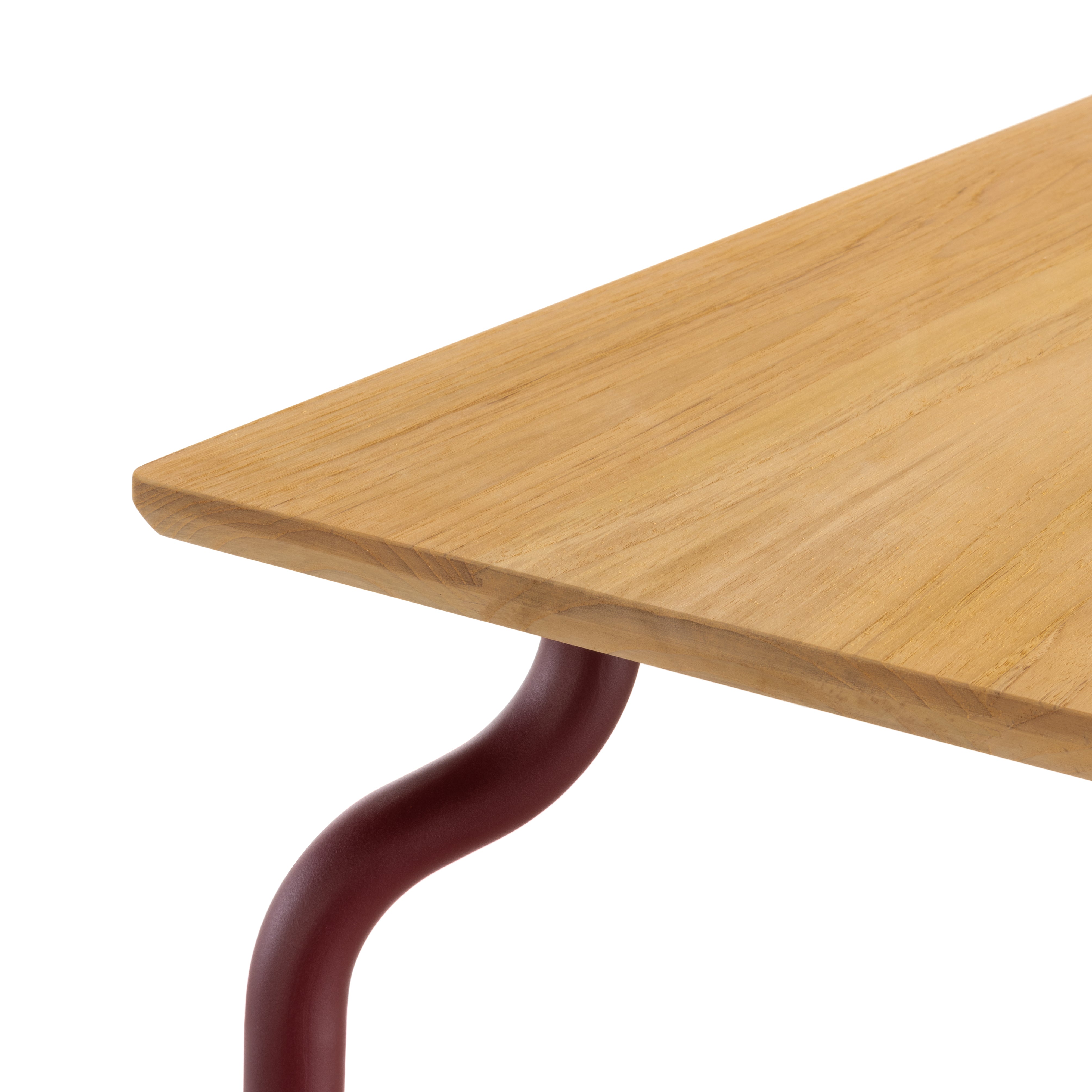 SOUTH Teak Wood Garden Table with Burgundy Base