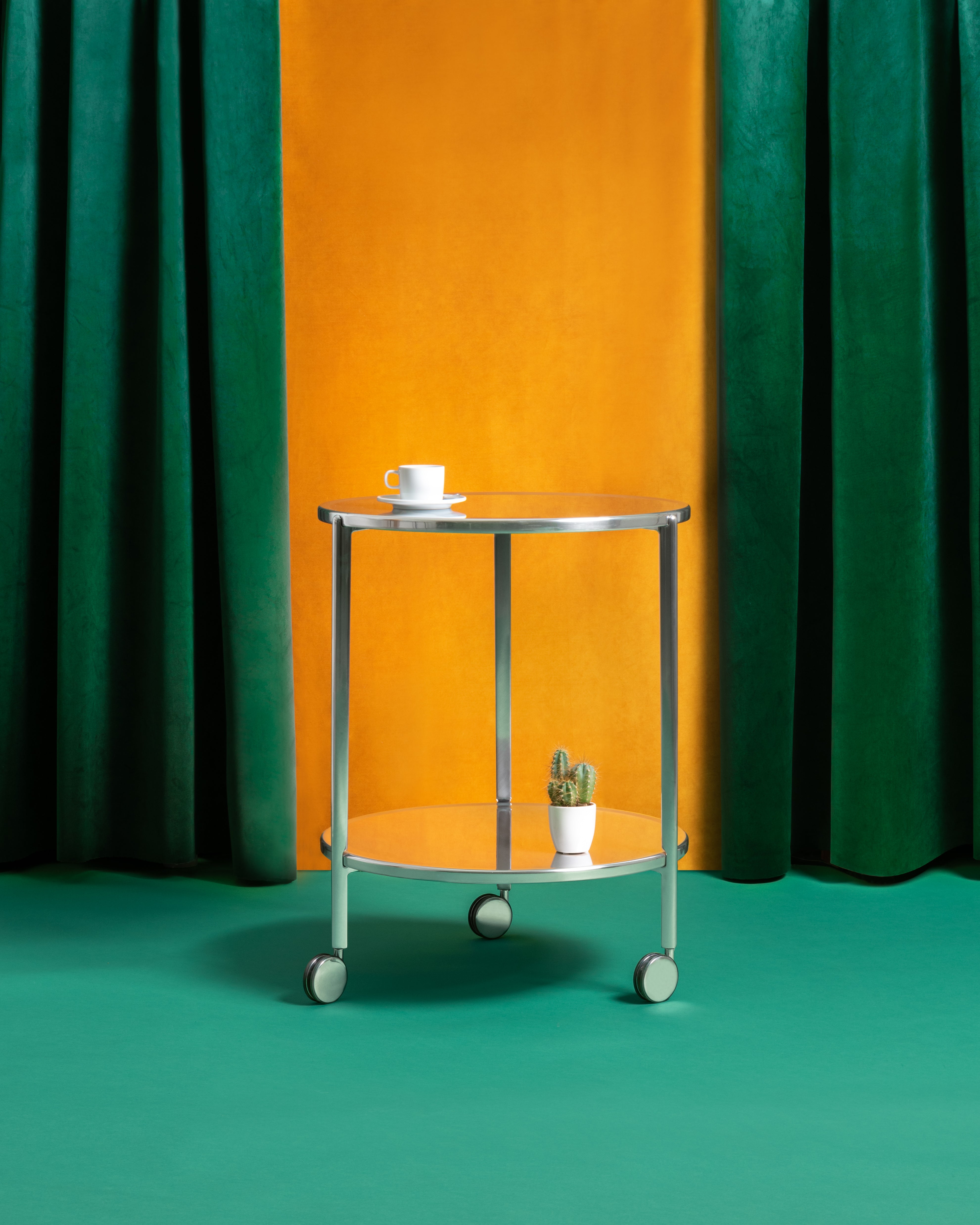 TAMBOUR side table polished aluminum