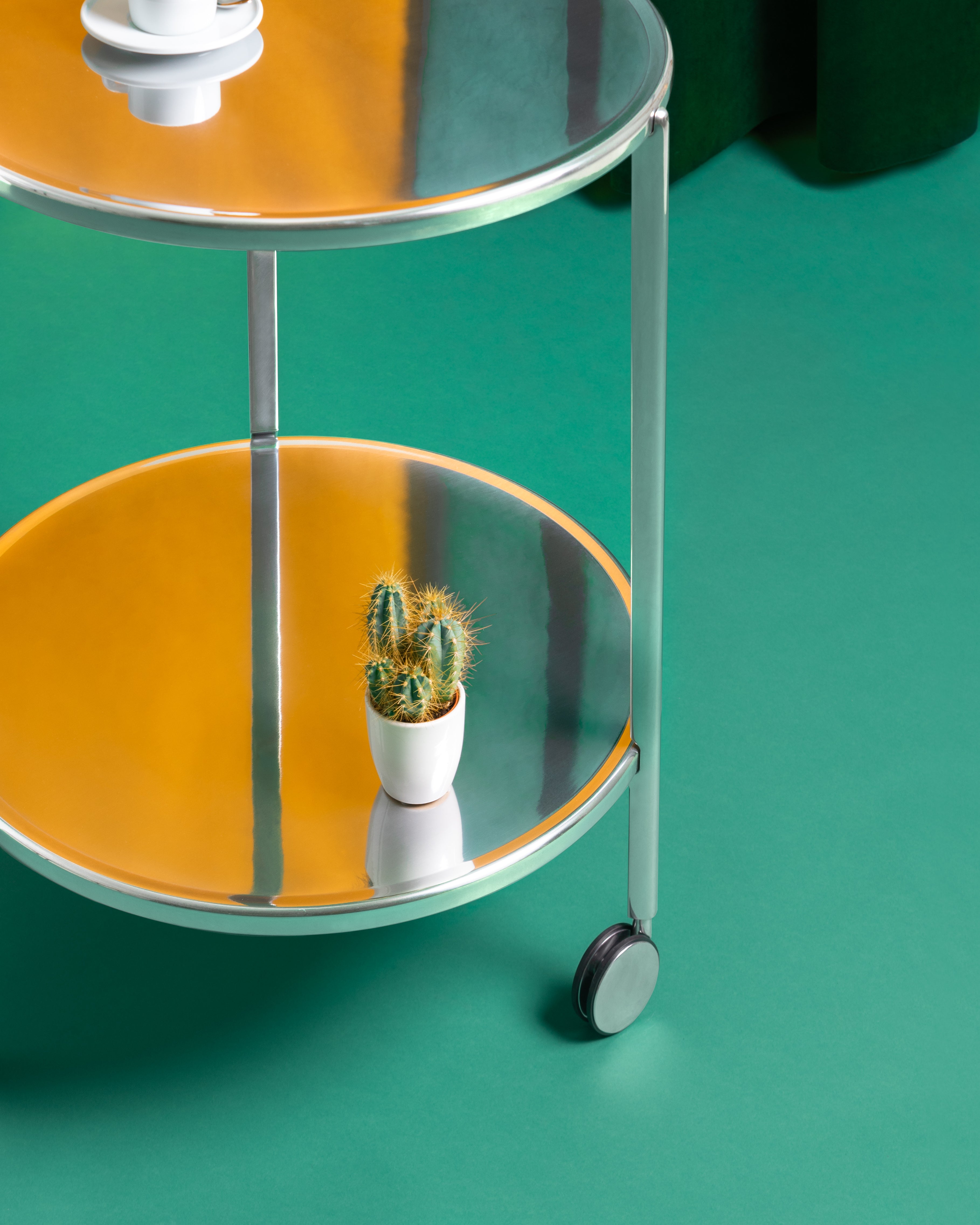 TAMBOUR side table polished aluminum