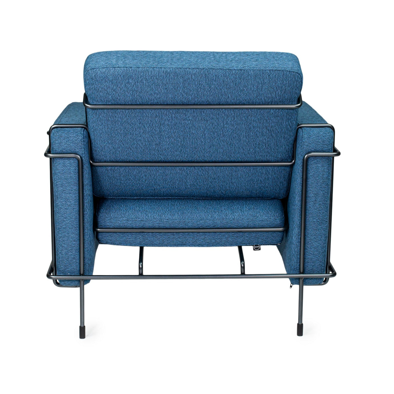 TRAFFIC upholstered armchair with a black steel base