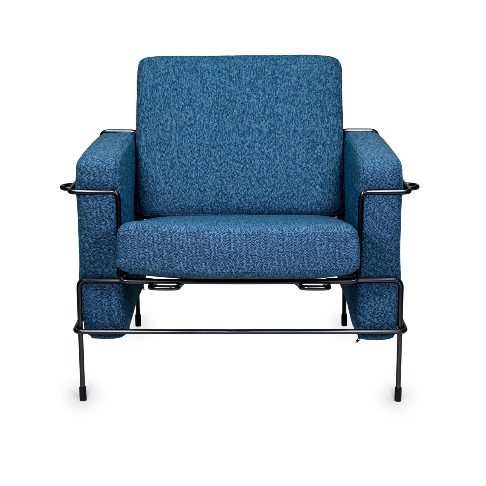 TRAFFIC upholstered armchair with a black steel base