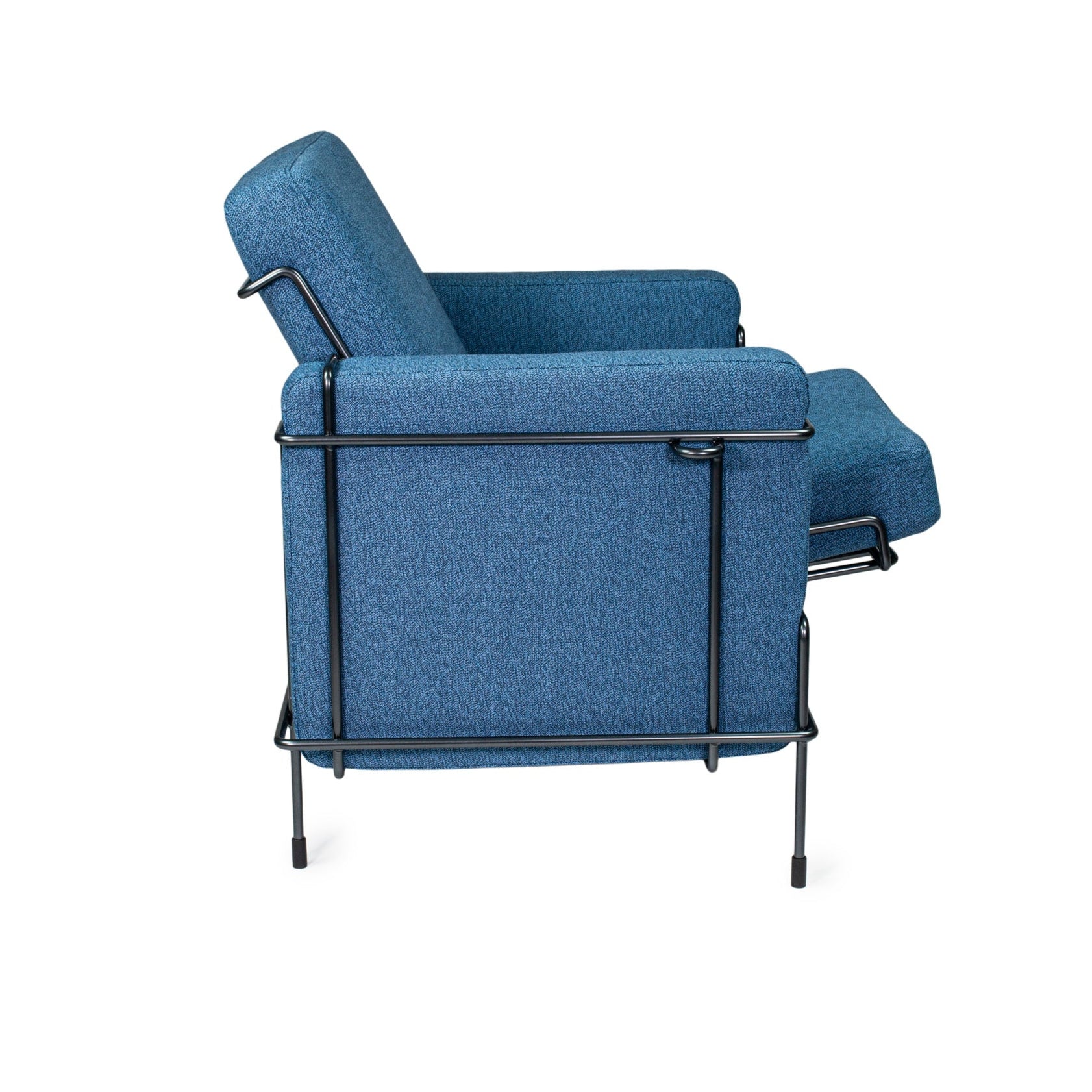 TRAFFIC upholstered armchair with a black steel base