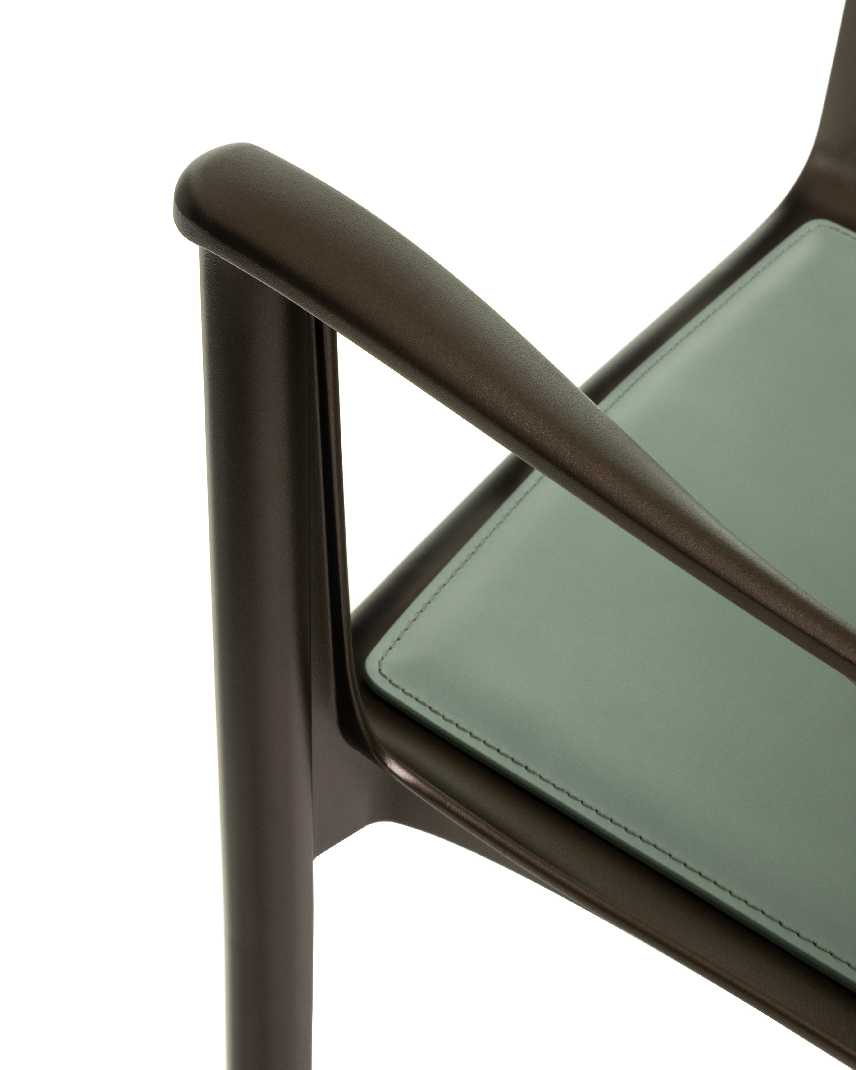 VENICE chair green leather with dark brown base