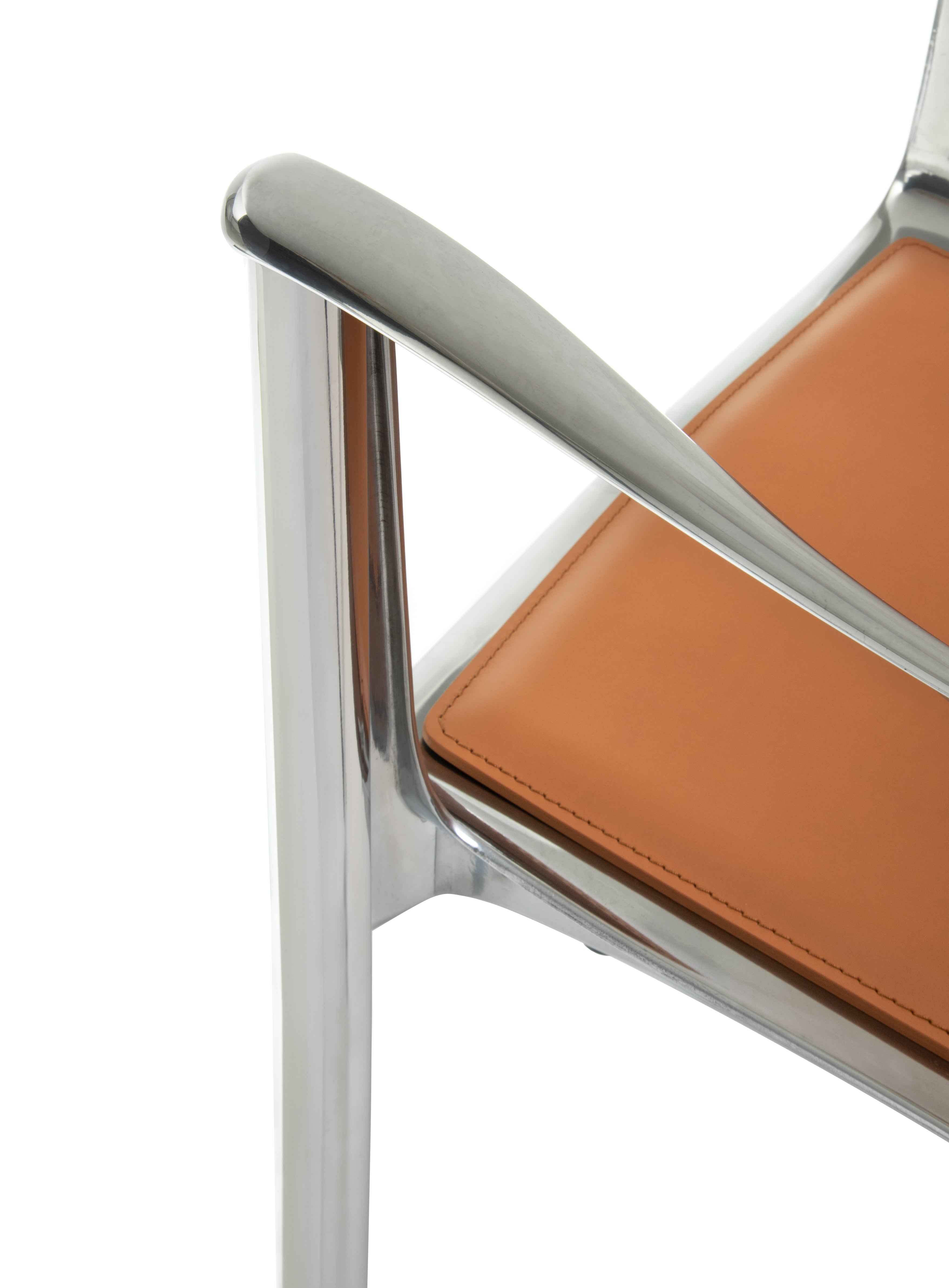 VENICE chair in cognac leather with a polished base